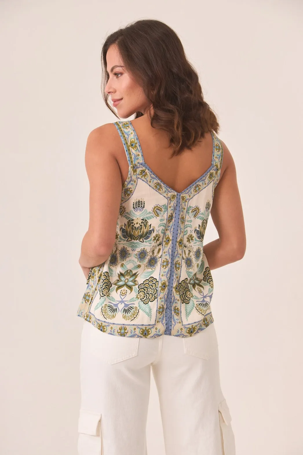 Summer Ready Positional Print Cami | Green Low carbon footprint