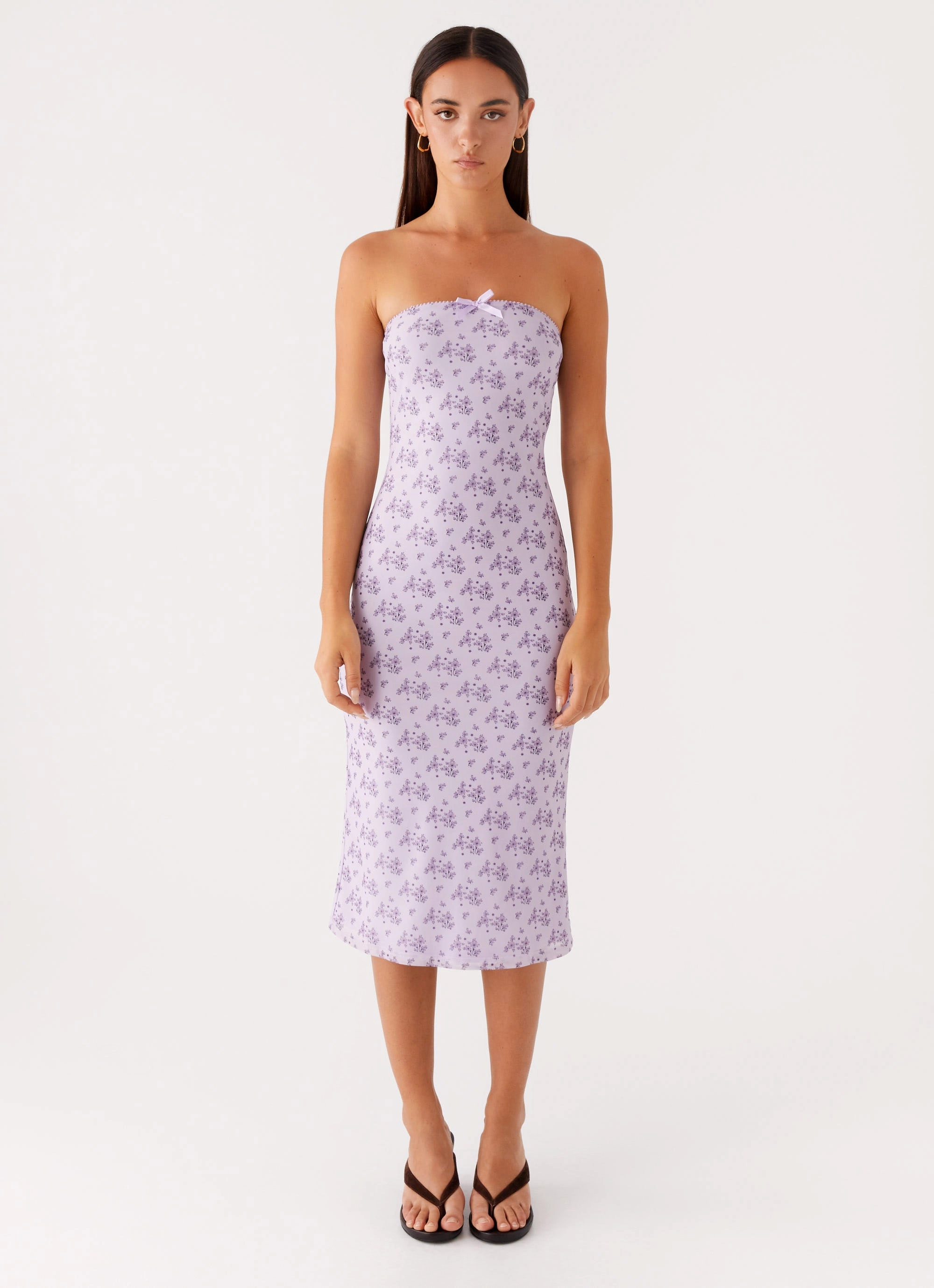 Flexible Fit Keila Strapless Midi Dress - Lavender Meadow