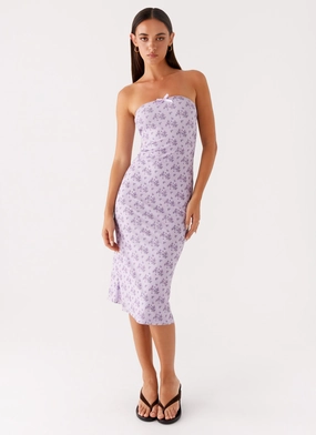 Keila Strapless Midi Dress - Lavender Meadow Perfect Layer