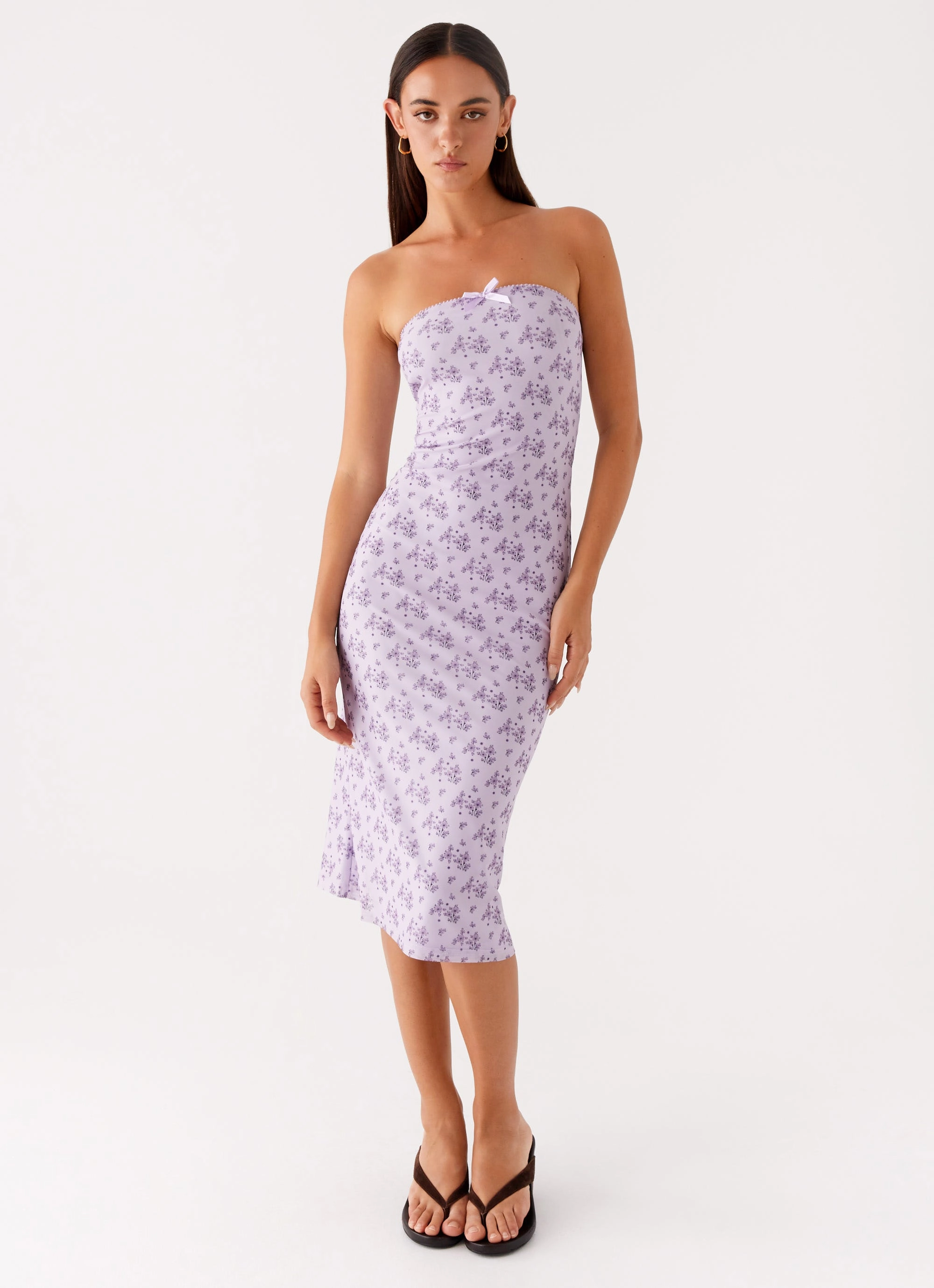 Keila Strapless Midi Dress - Lavender Meadow Perfect Layer