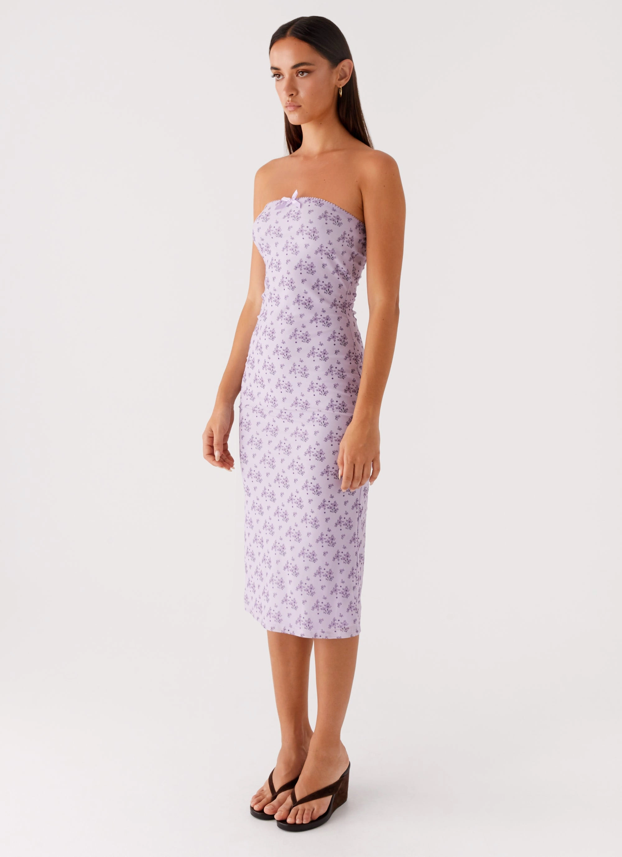 Keila Strapless Midi Dress - Lavender Meadow Smooth Mood Soft Finish