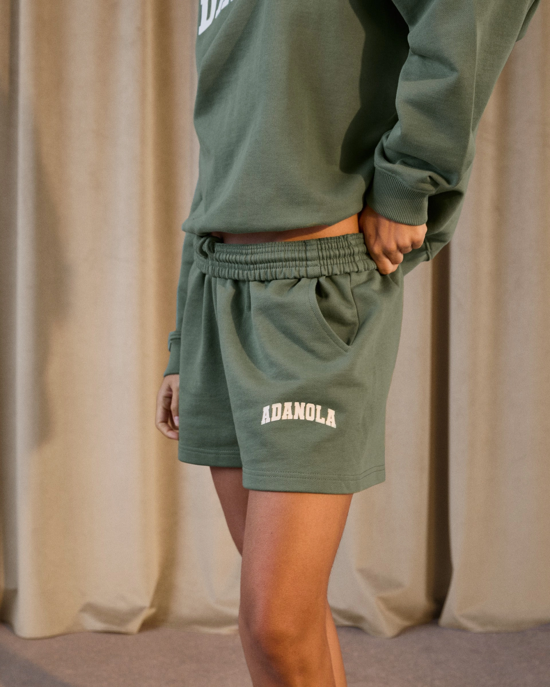 Varsity Sweat Shorts - Eden Green/Marshmallow White Beach Comfort