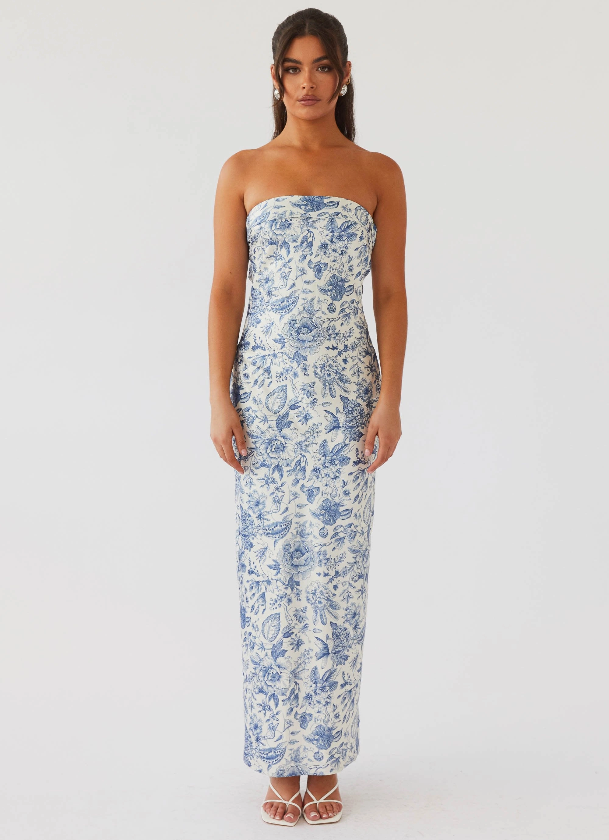 Summer Lover Maxi Dress - Blue Paisley Satin Glow