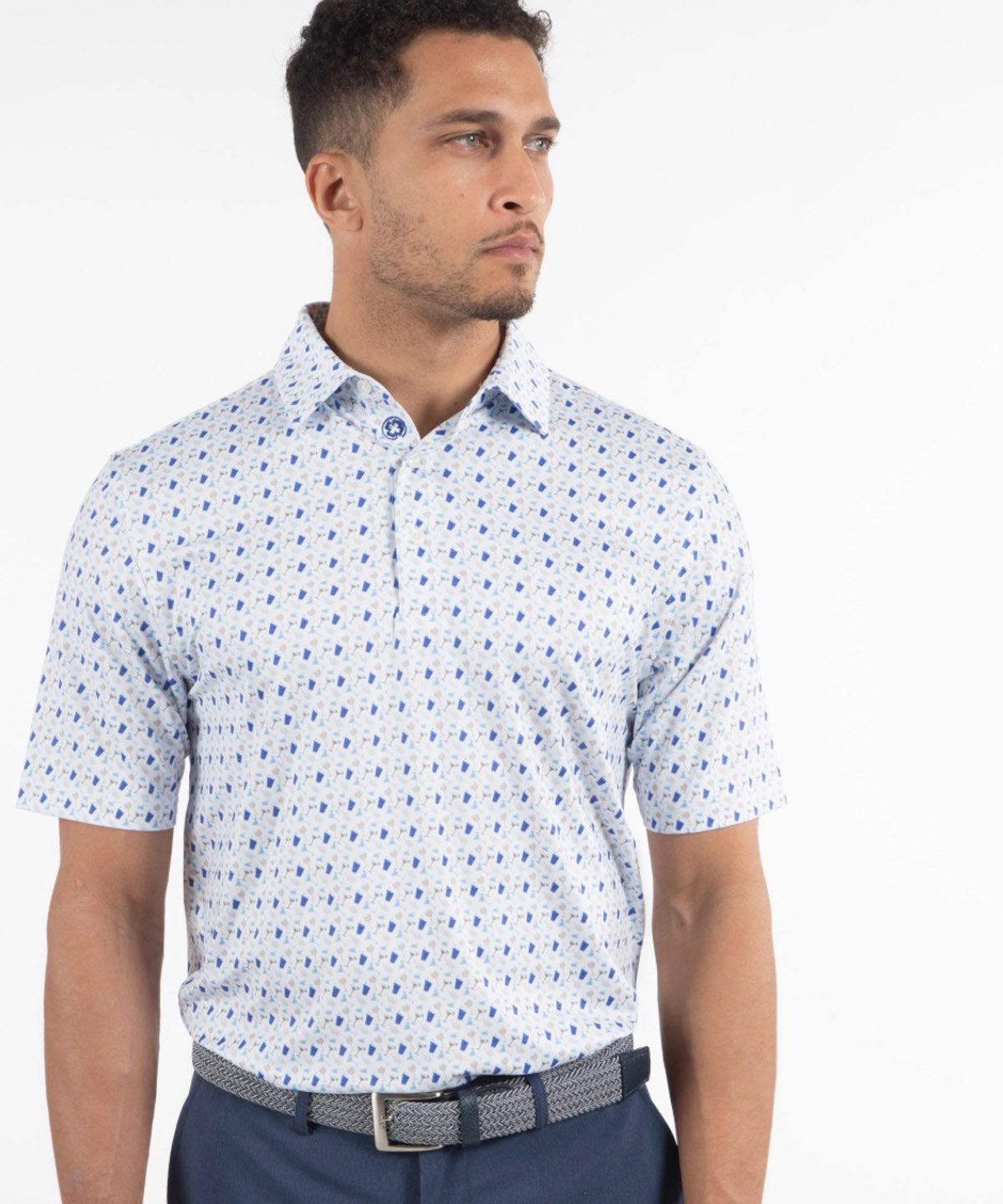 Classic Design Stretchable Fabric Performance 19th Hole Print Polo