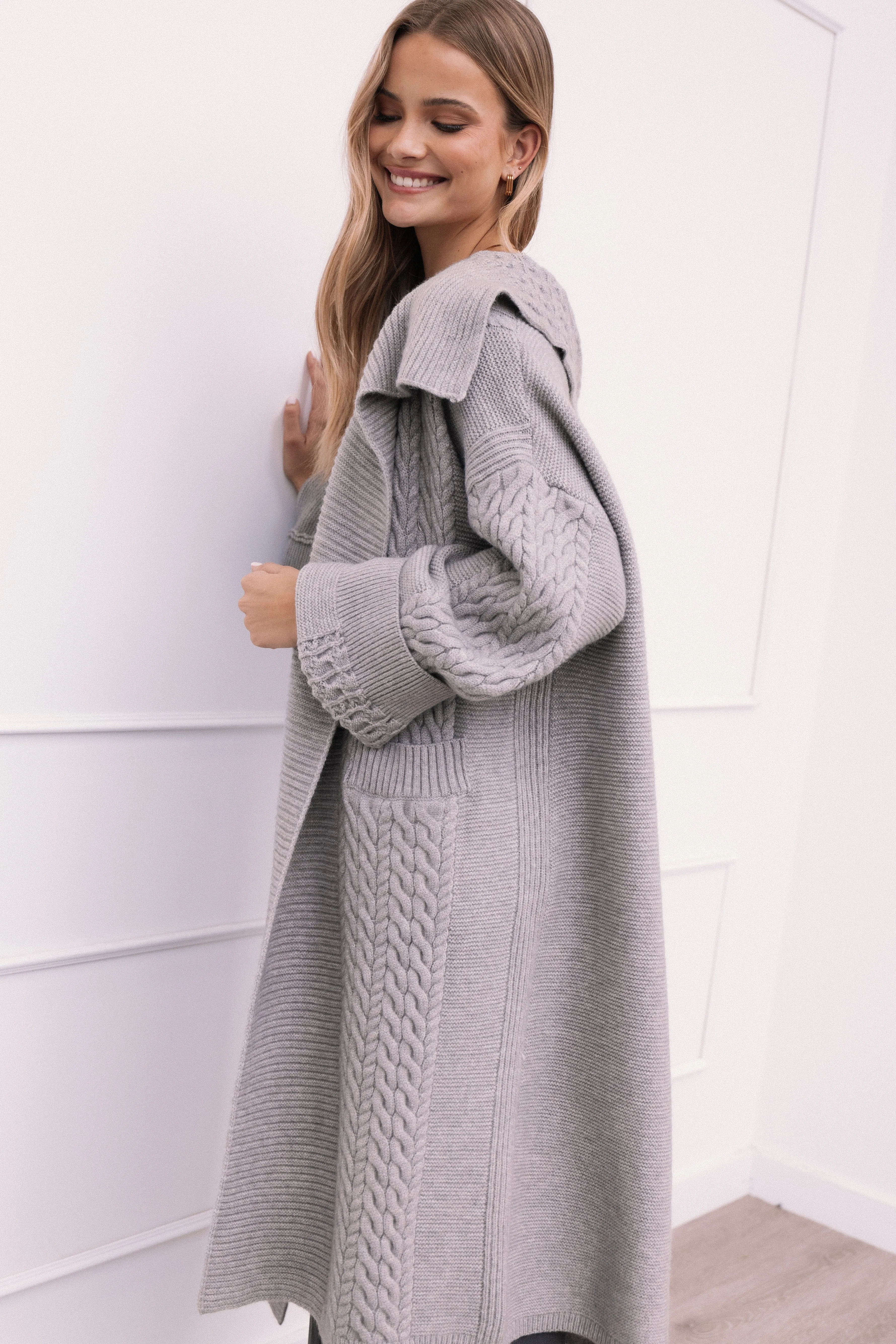 Fresh Season HeatTrapping Fibers Soma Oversized Open Front Cardigan - Grey