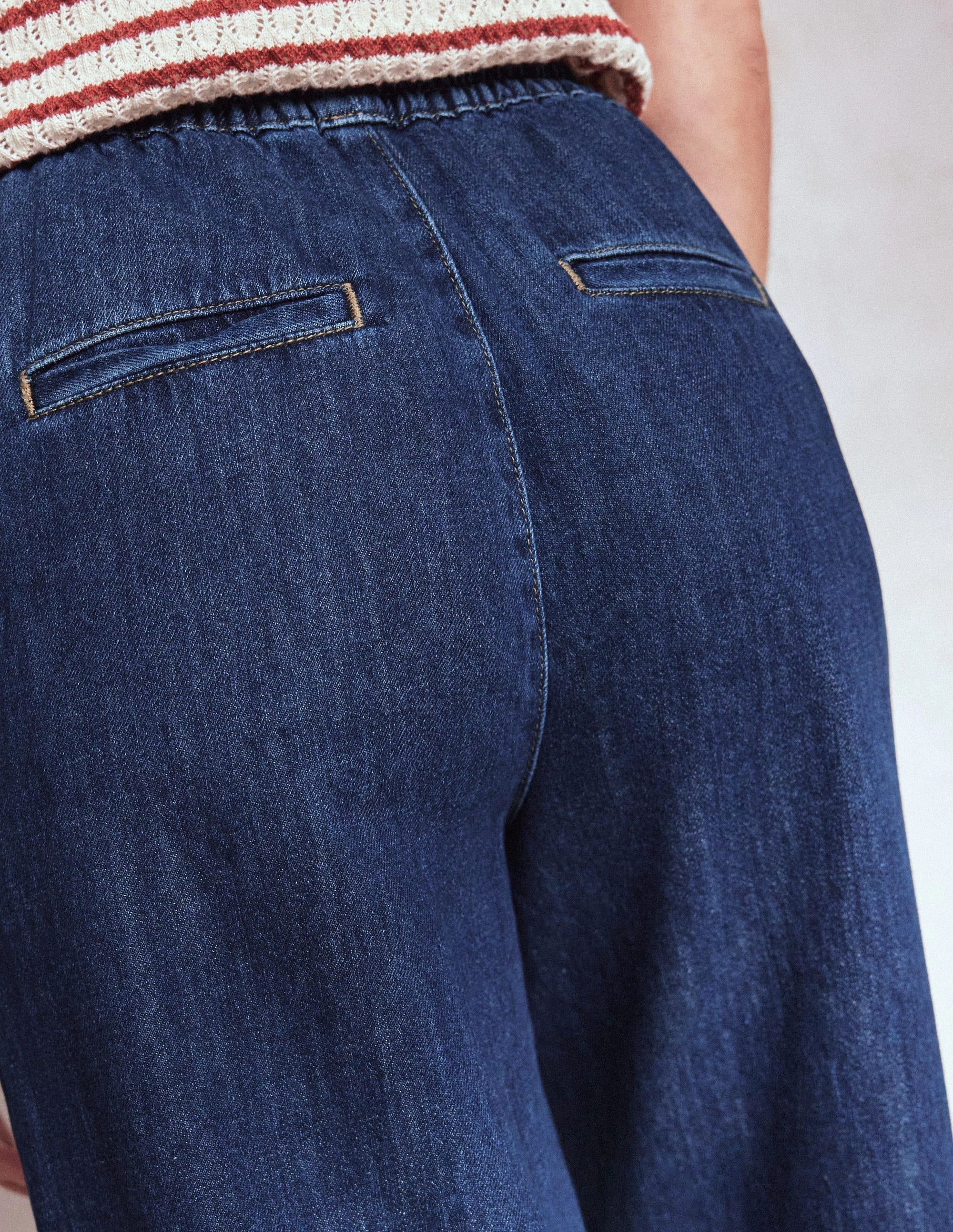 Drawcord Denim Trousers-MID WASH Cold Weather Wear Sophisticated Look