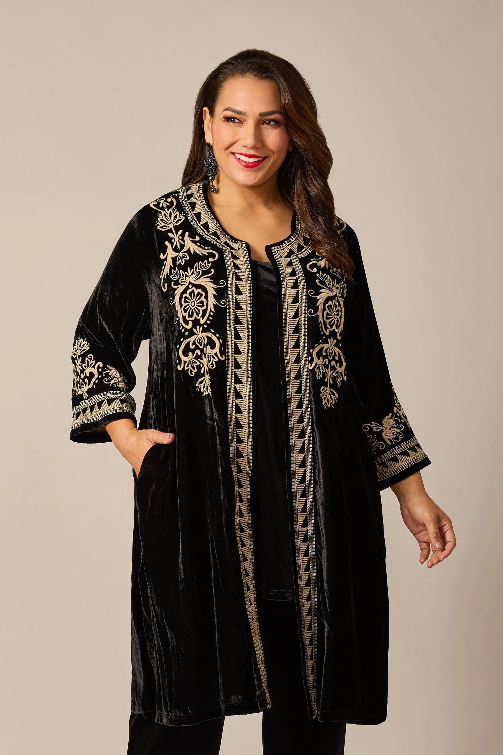 Swish - 544105 Champagne Mystery Coat Green Material Easy Care Material