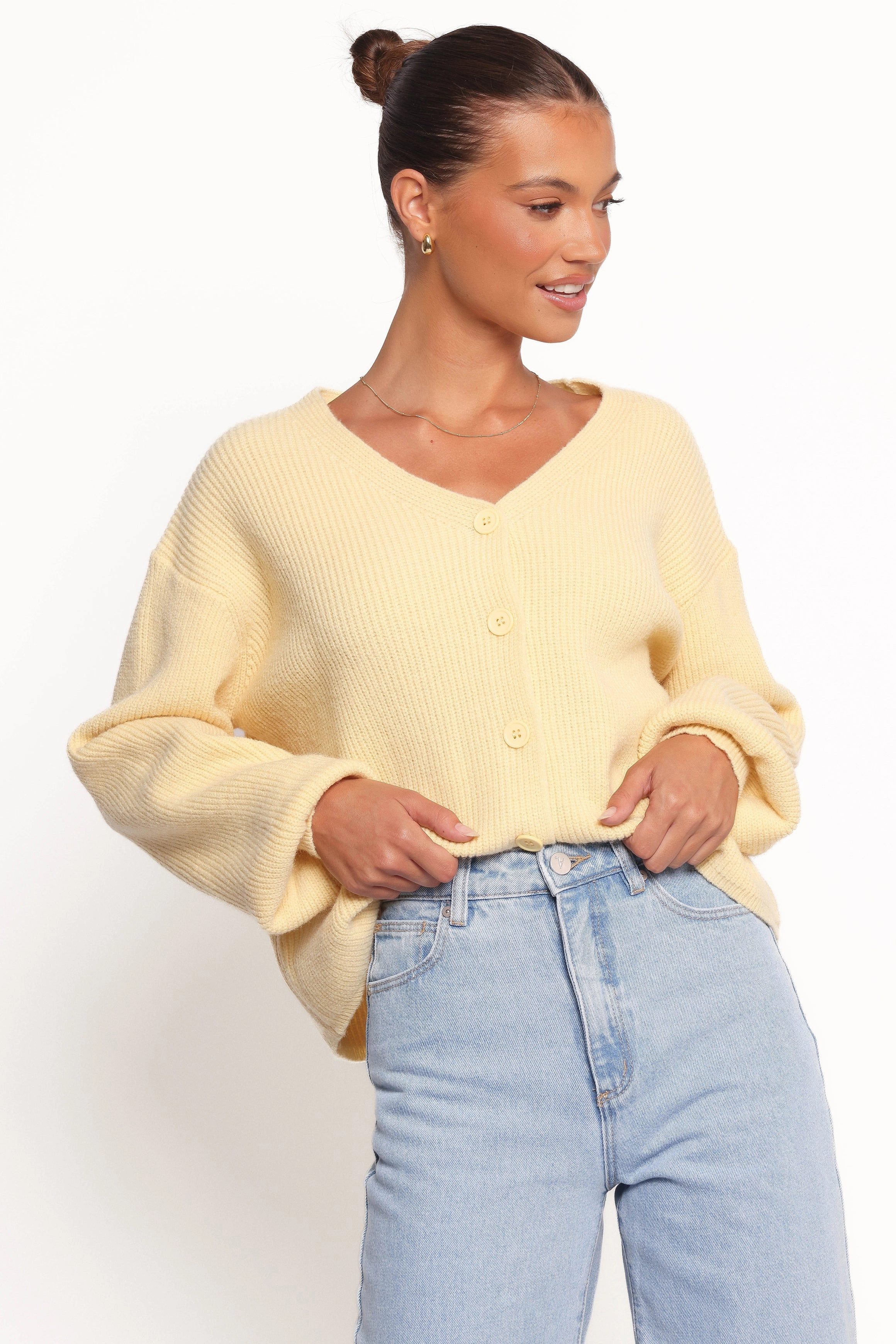 Stay Simple Sybil Button Front Cardigan - Butter Yellow