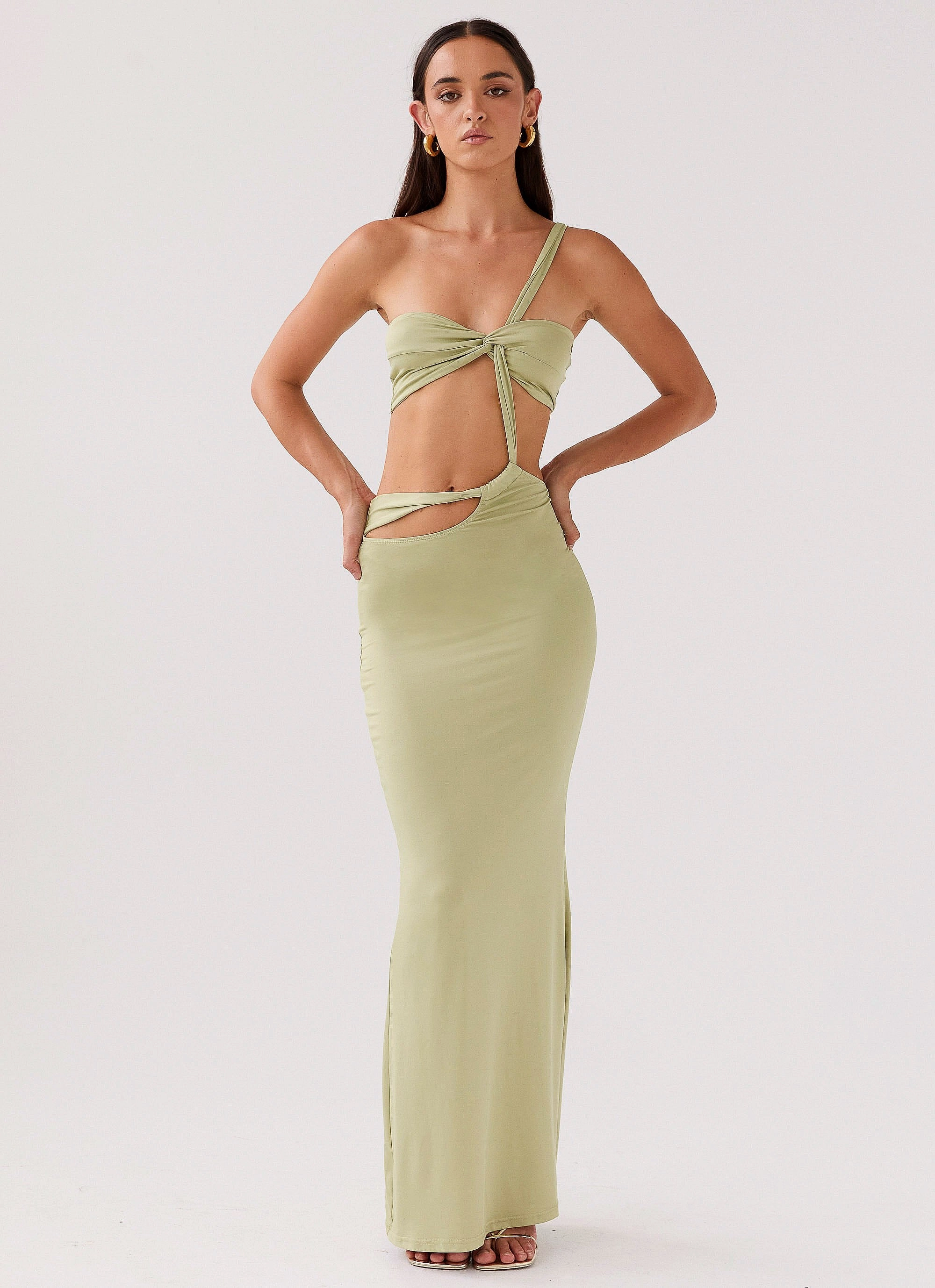 Vibrant color Chill Style Sycamore Twist Maxi Dress - Fern