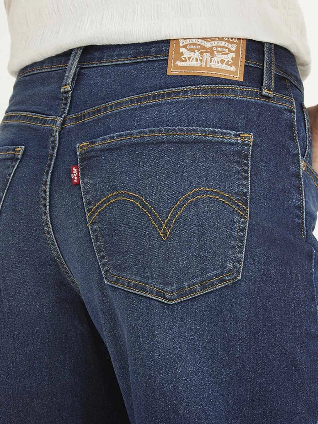 Women's Blue Mile High Wide Leg Fit High Rise Jeans Modern Minimalist Fashion Lover High Durability