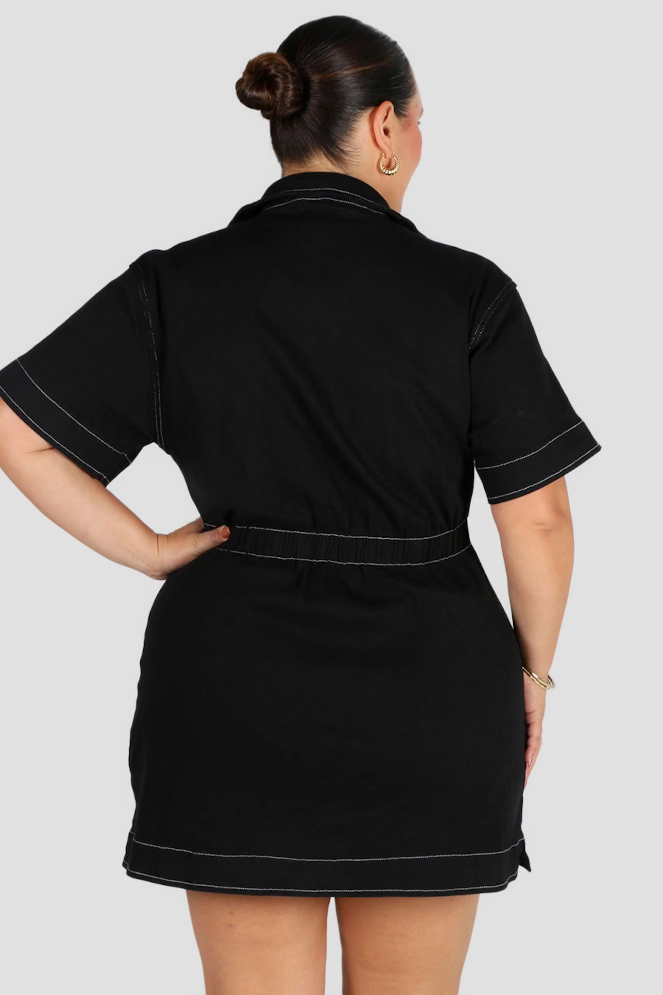 Flowing Lines SAVEIRA DENIM DRESS CONTRAST STITCH