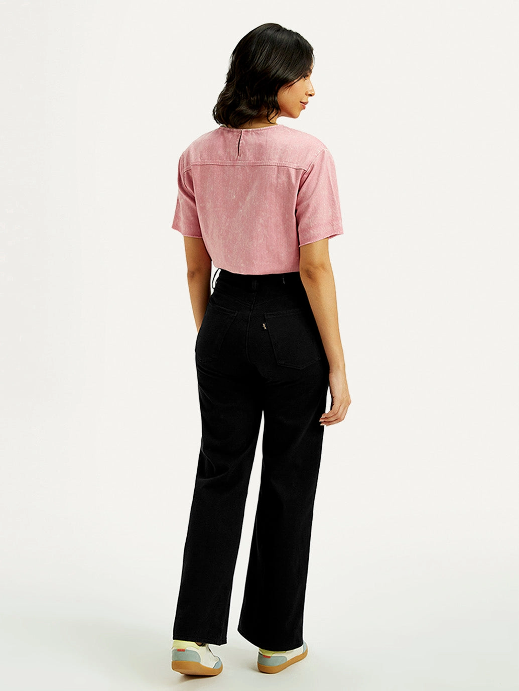 elastic waistband Holiday Vibes Work Ready Women's Redloop Black Ribcage Bell Bottom Wide Leg Fit High Rise Jeans