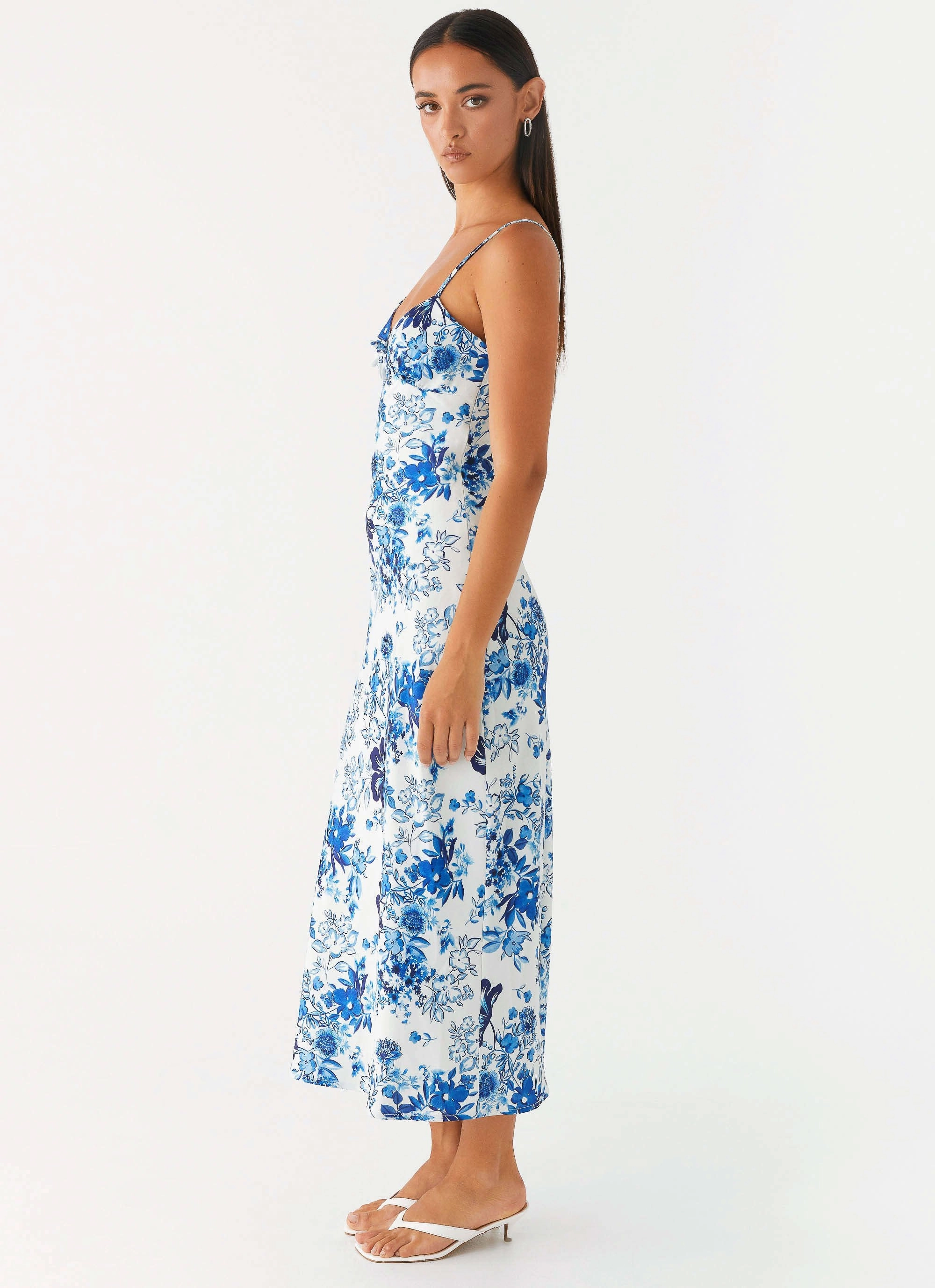 Smart Look Take Chances Midi Dress - Serene Sky Floral