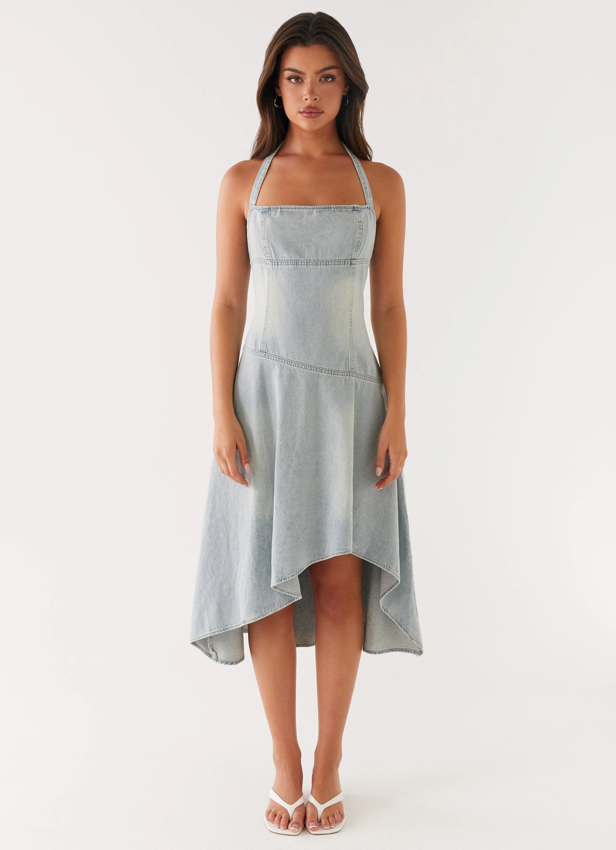Simple Touch Tanisha Denim Midi Dress - Washed Blue