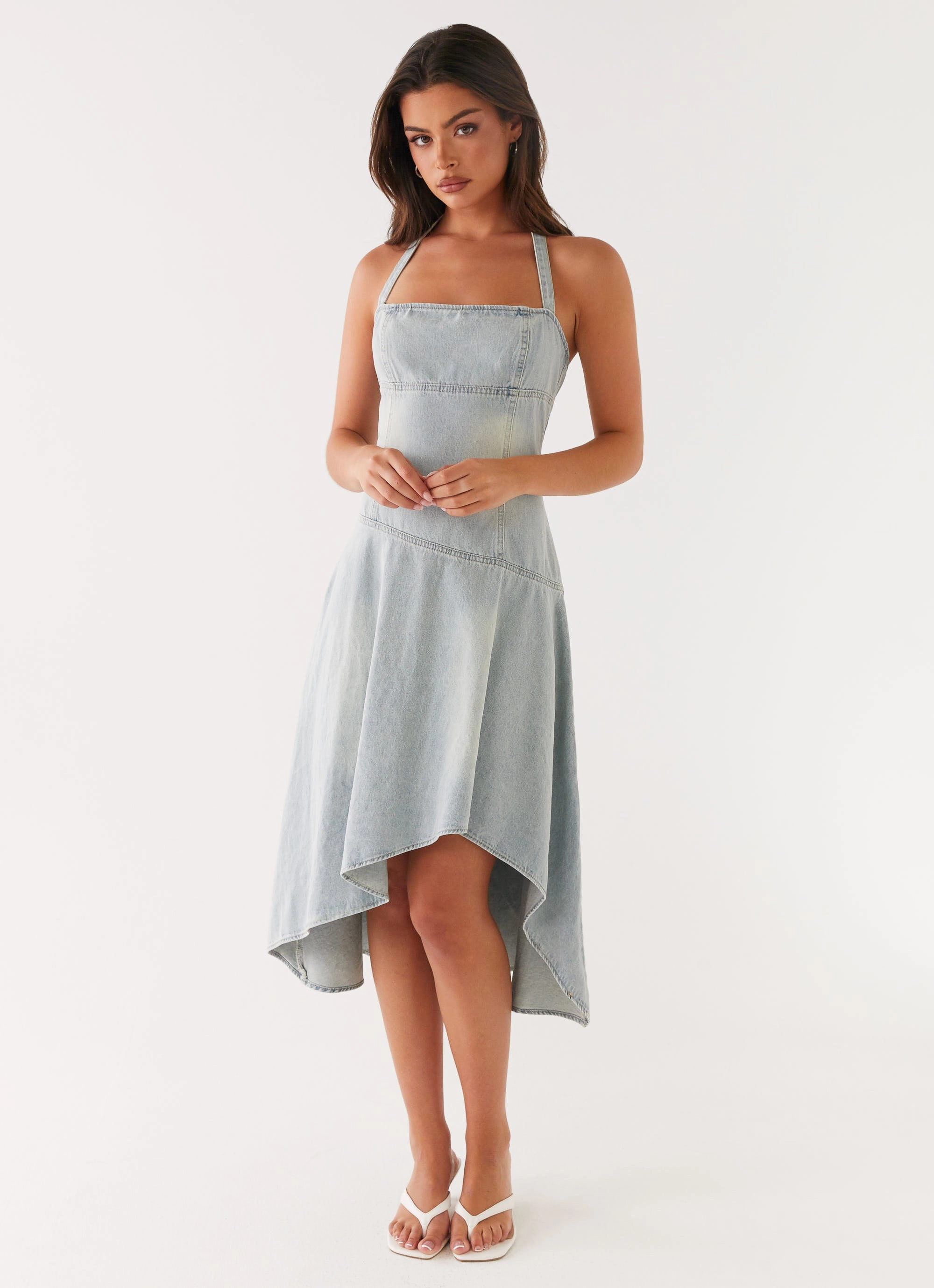 Tanisha Denim Midi Dress - Washed Blue Bright-Hue