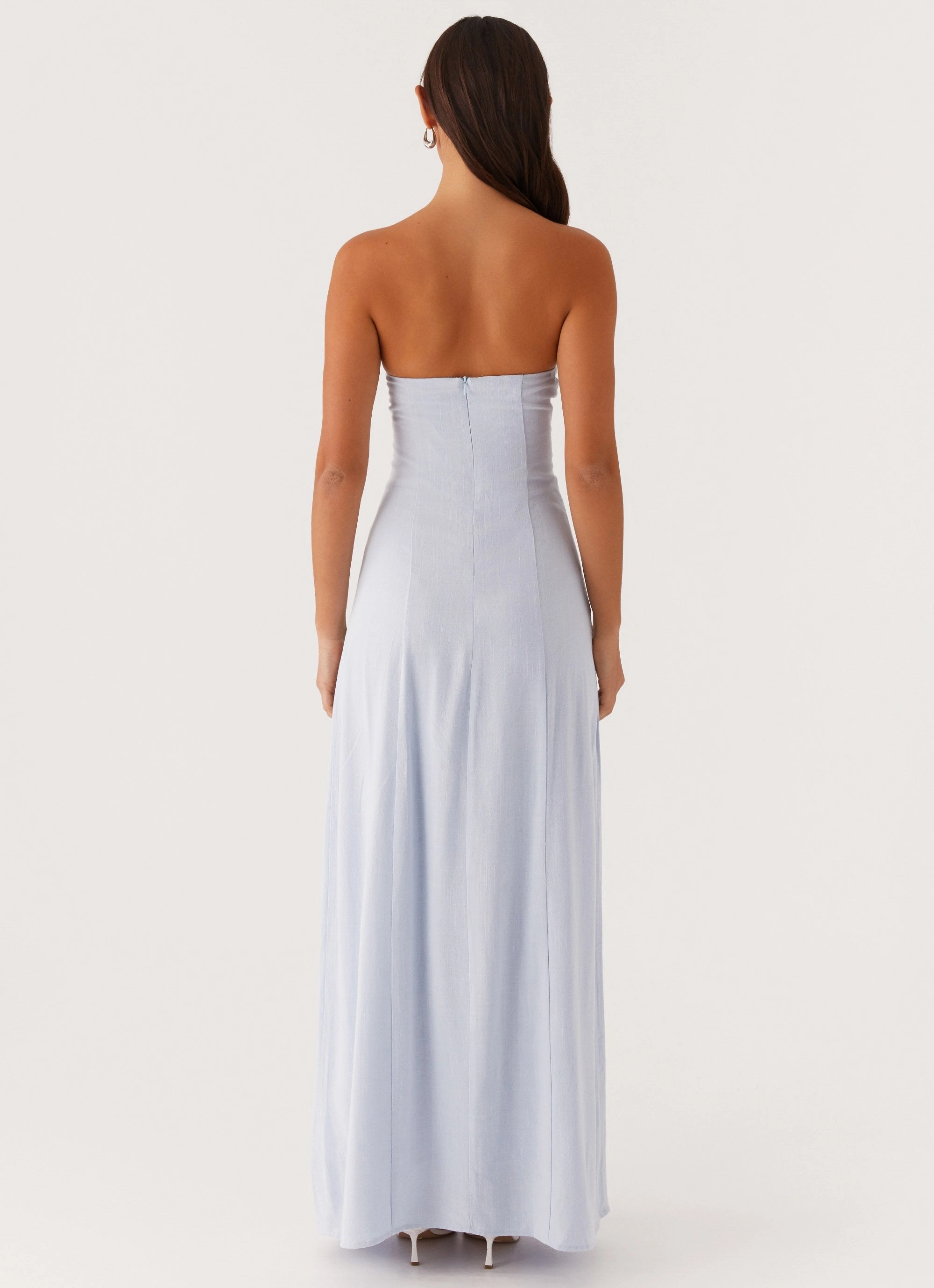 Tayla Linen Maxi Dress - Blue Loose Flow Flowy Cut
