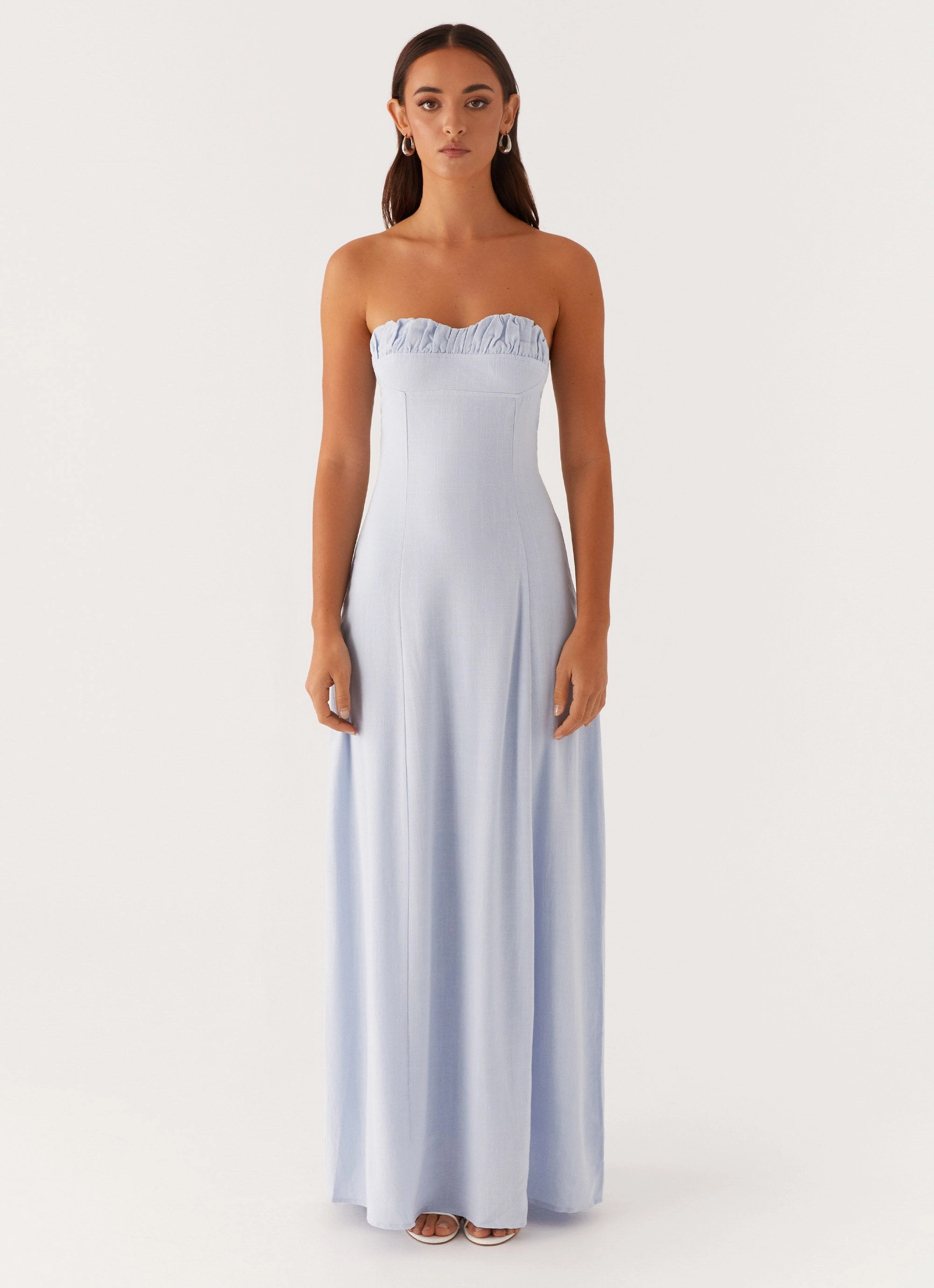 Neutral Finish Tayla Linen Maxi Dress - Blue