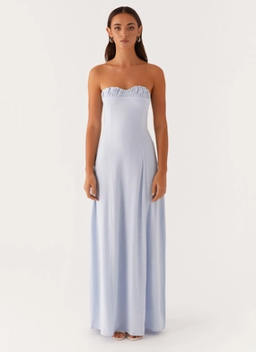 Neutral Finish Tayla Linen Maxi Dress - Blue