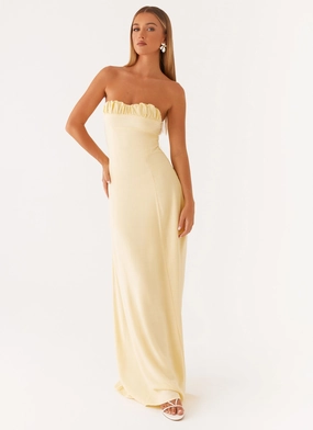 Tayla Linen Maxi Dress - Yellow Natural Fit Sage Glow