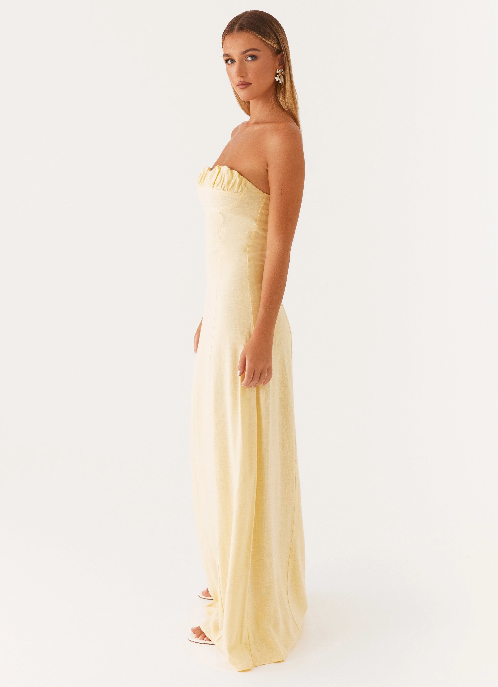 Tayla Linen Maxi Dress - Yellow Fit For All Layer Base