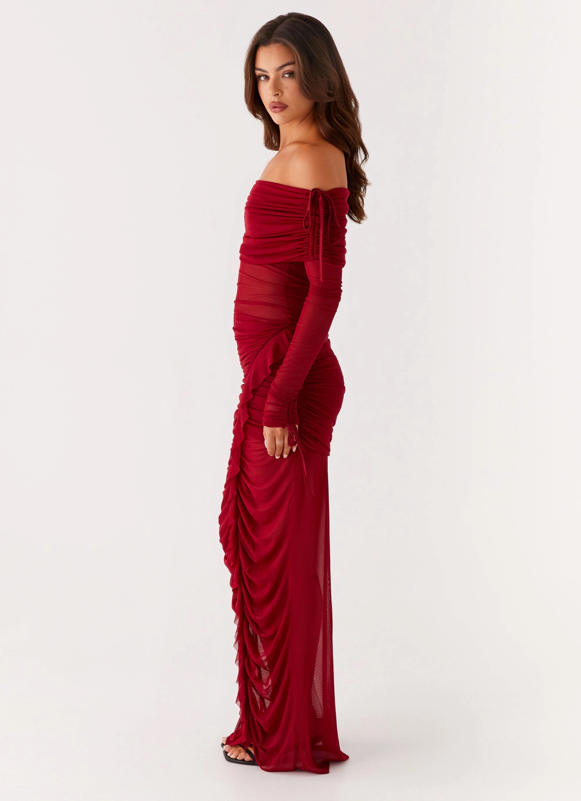 Flattering Design Wear Teala Mesh Maxi Dress - Red