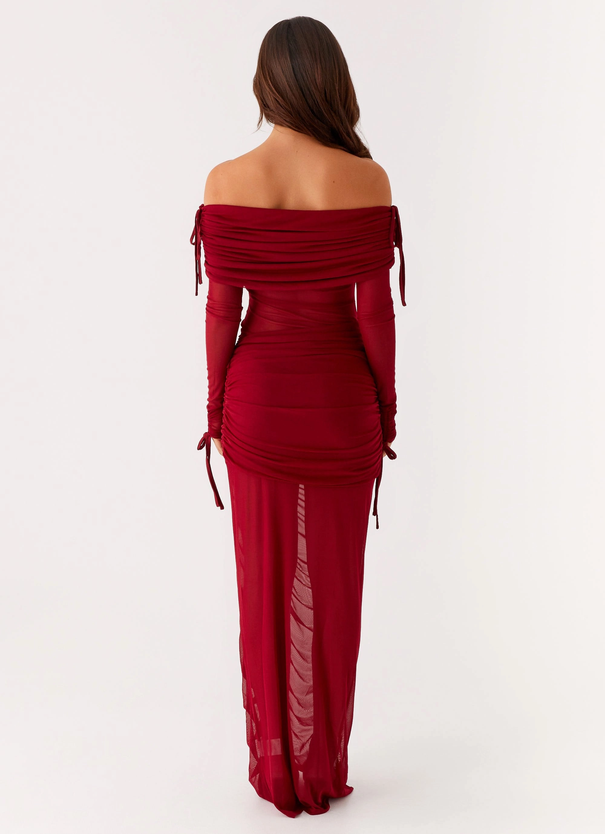 Soft Feel Teala Mesh Maxi Dress - Red