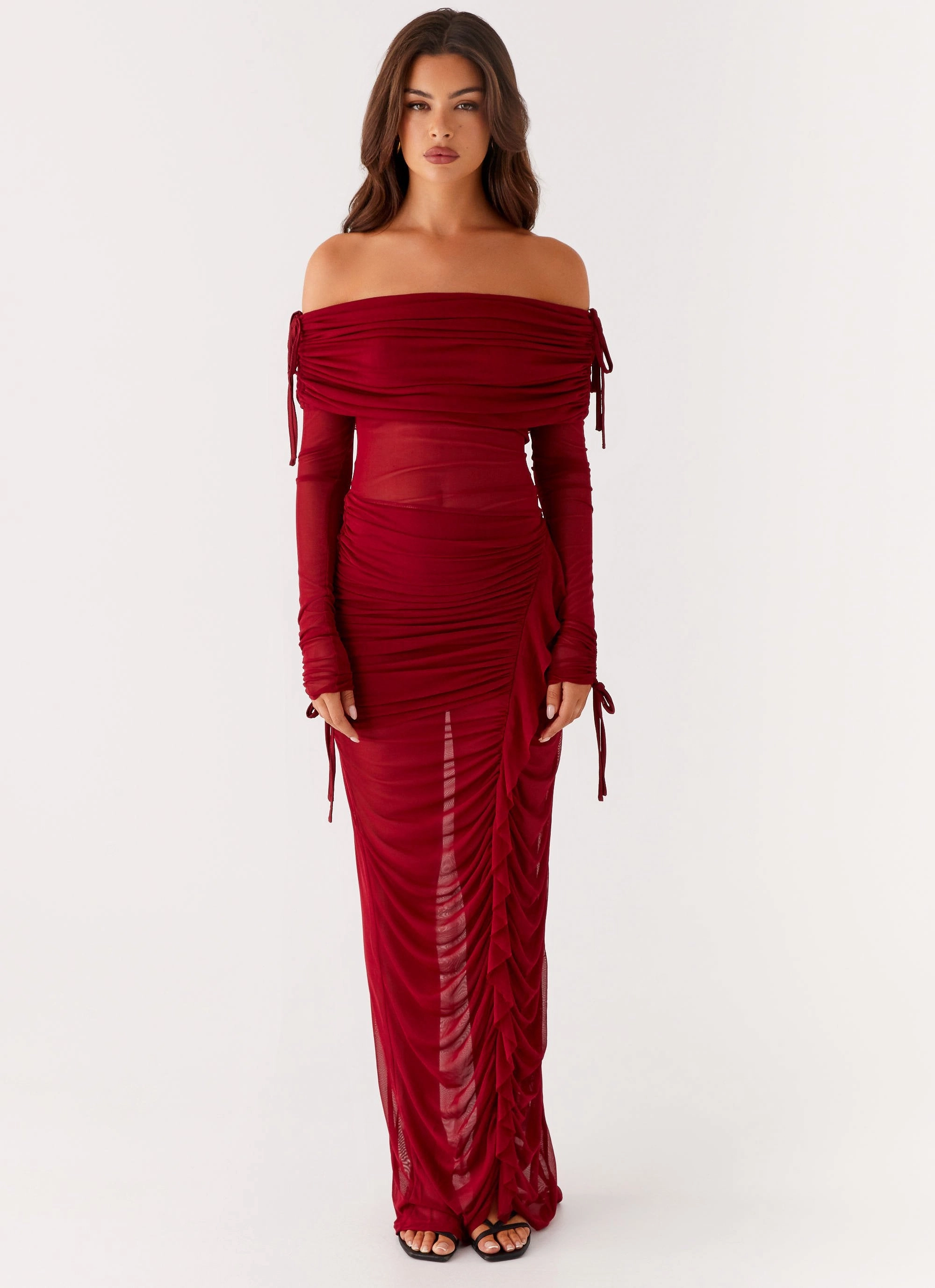 Teala Mesh Maxi Dress - Red Vibrant Aesthetic