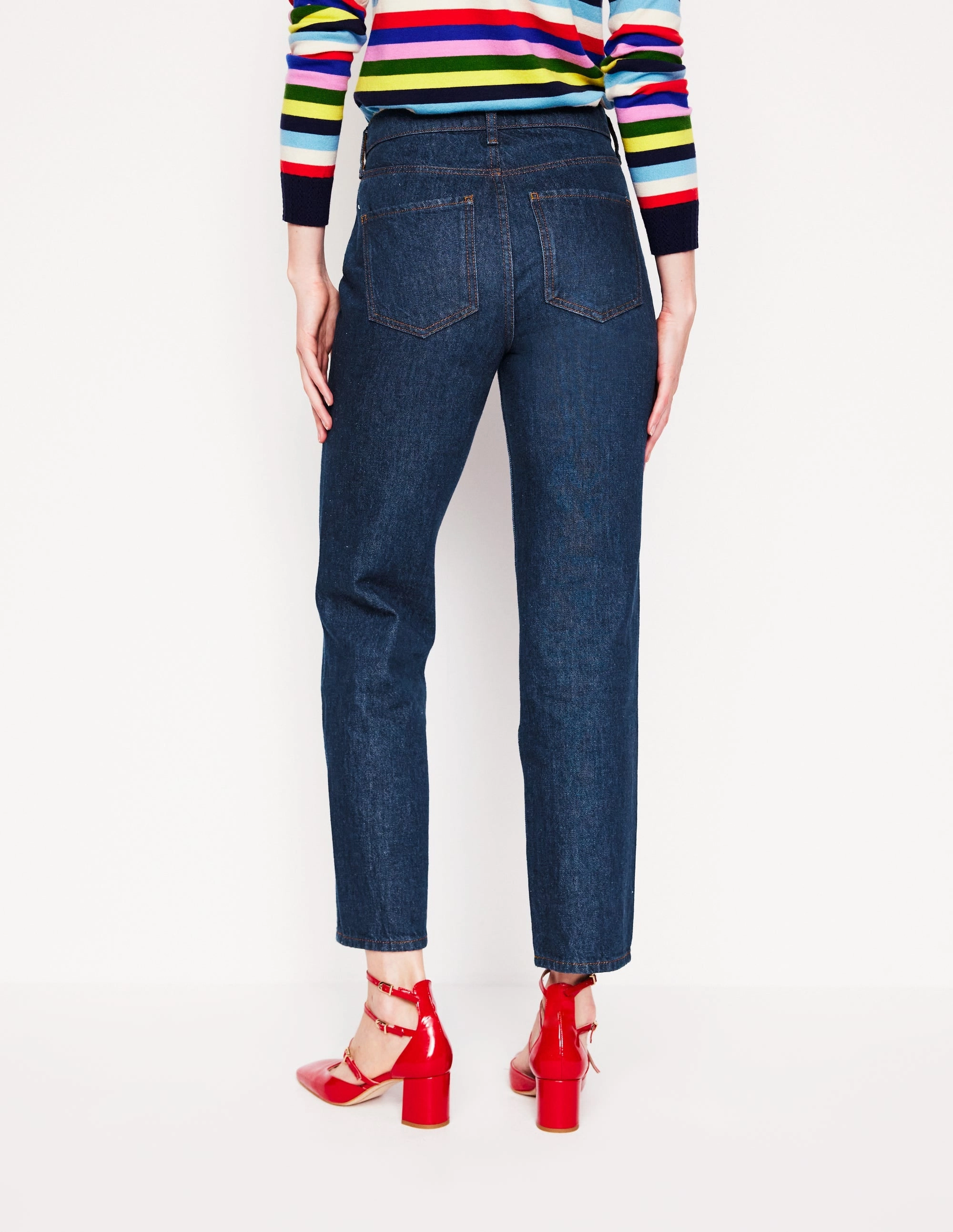 Easy Movement High Rise Straight Leg Jeans-Indigo Rinse