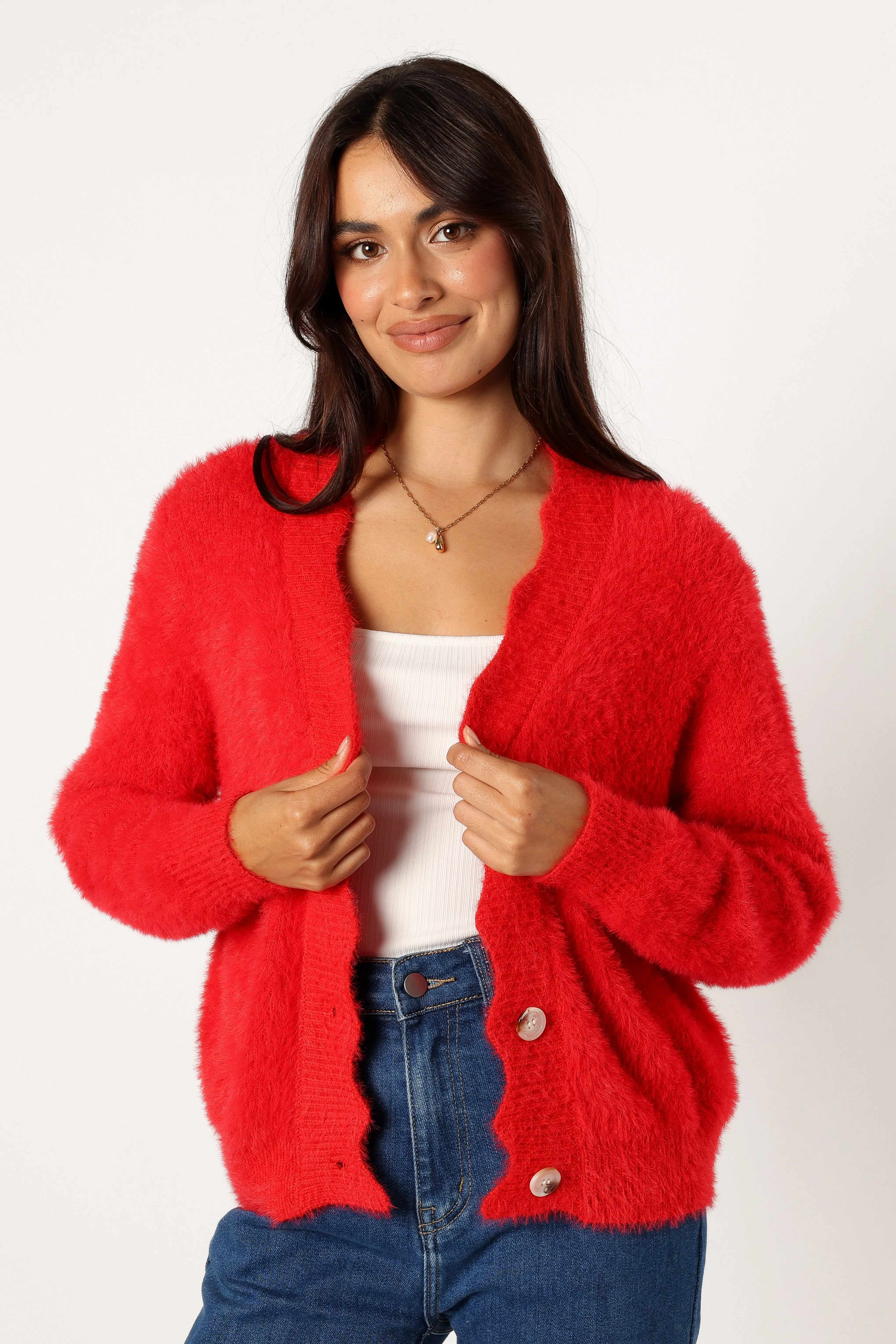 Off Duty Look Cool Weather Clara Cardigan - Red