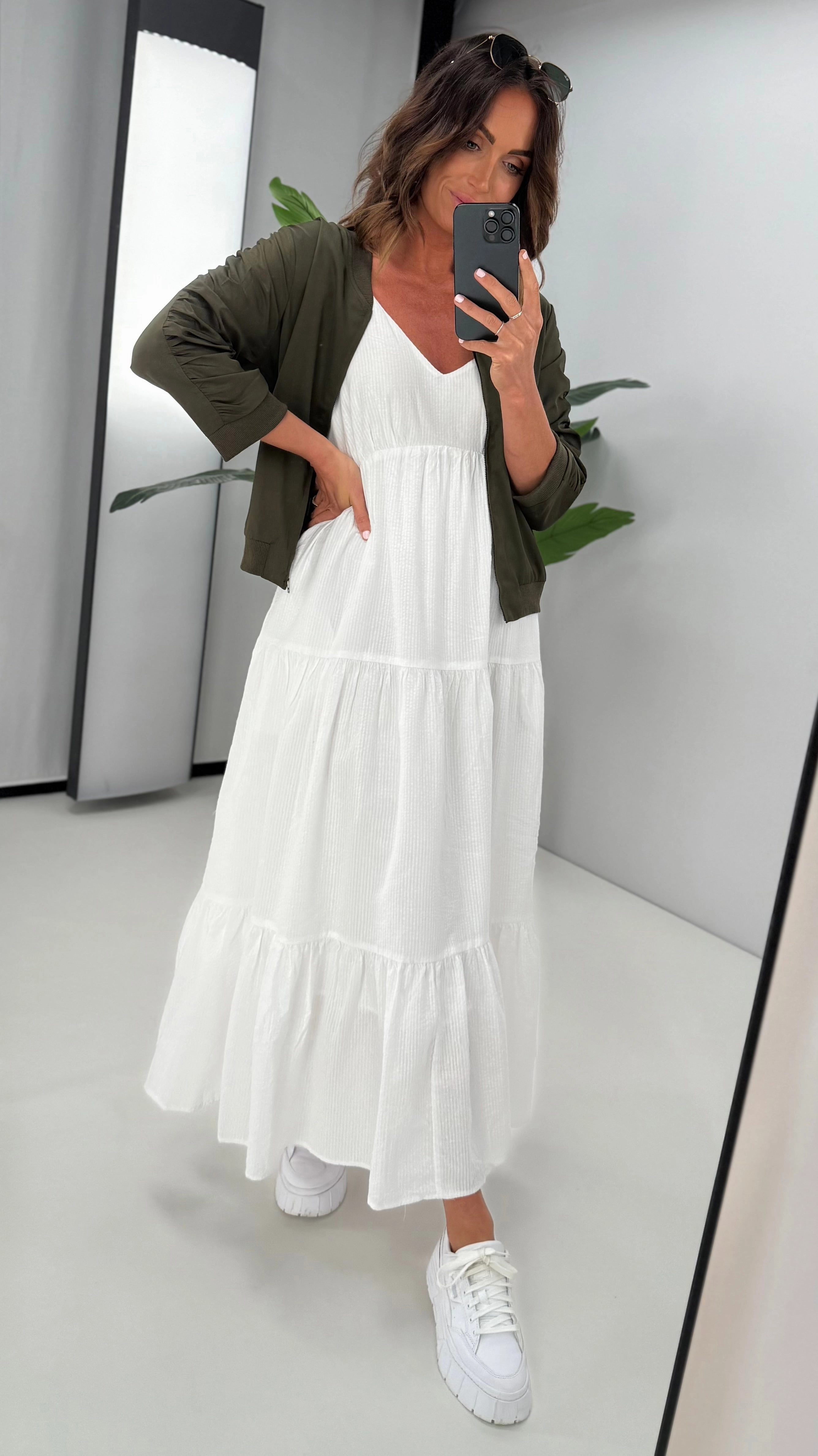 Practical Layer Shine On Label Silvina Gathered Sleeve Bomber Jacket Olive