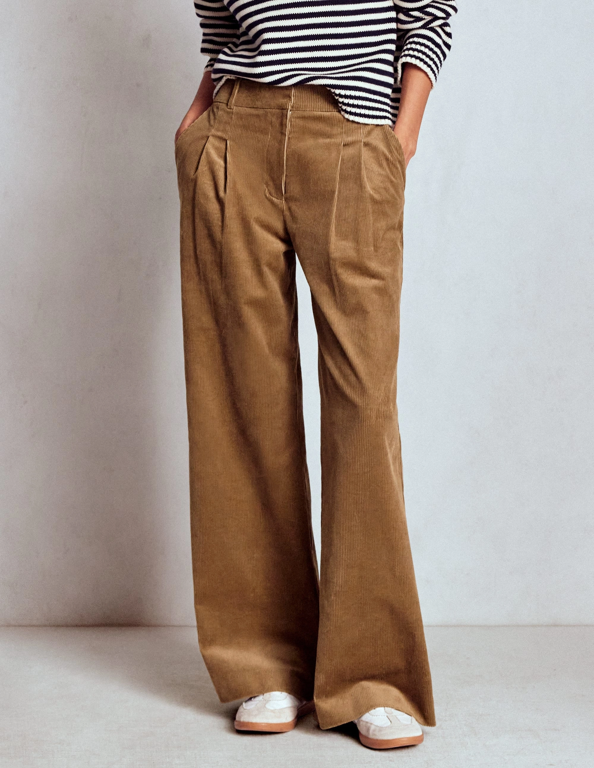 High Rise Design Kensington Cord Trousers-Latte