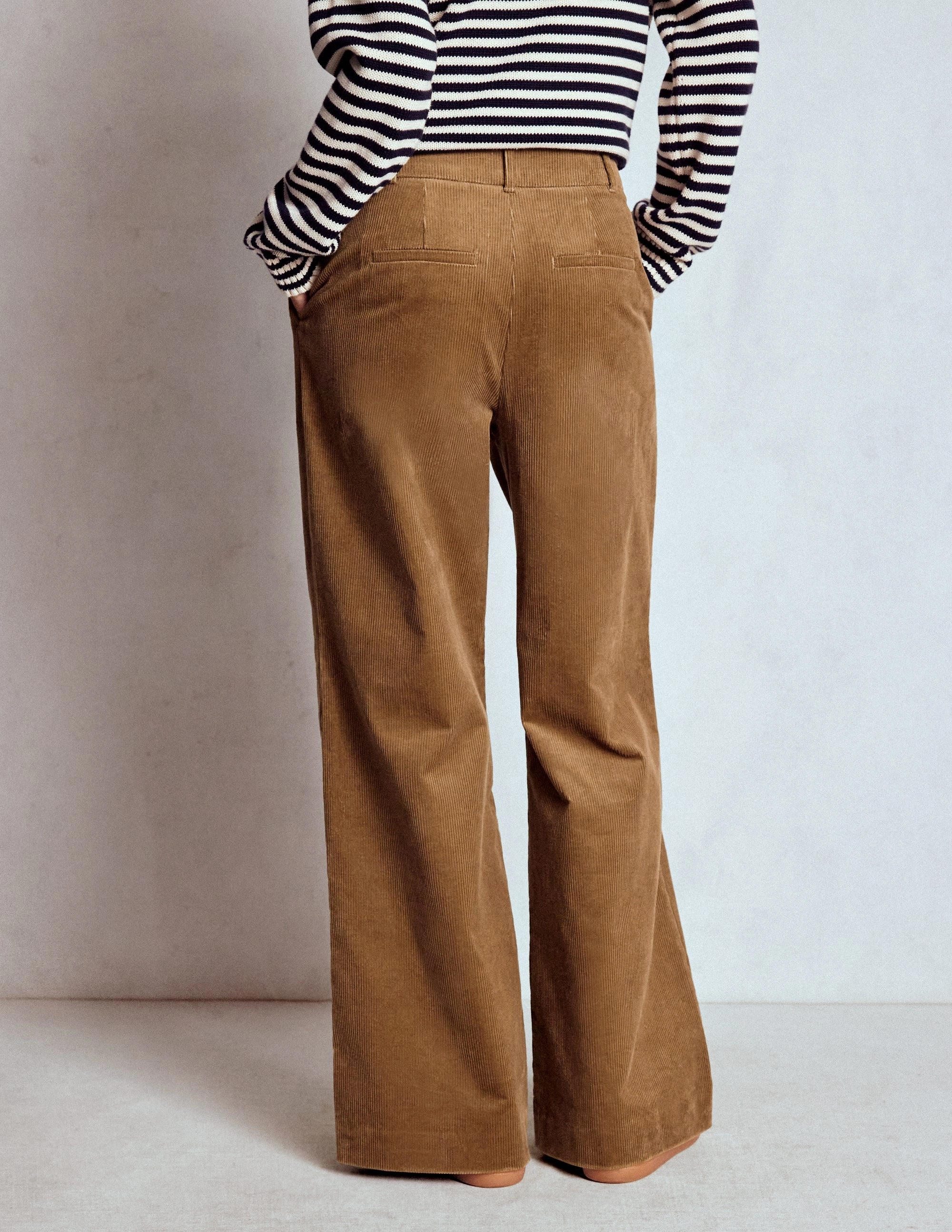 Trendy Design Breathable Stretch Wear Kensington Cord Trousers-Latte