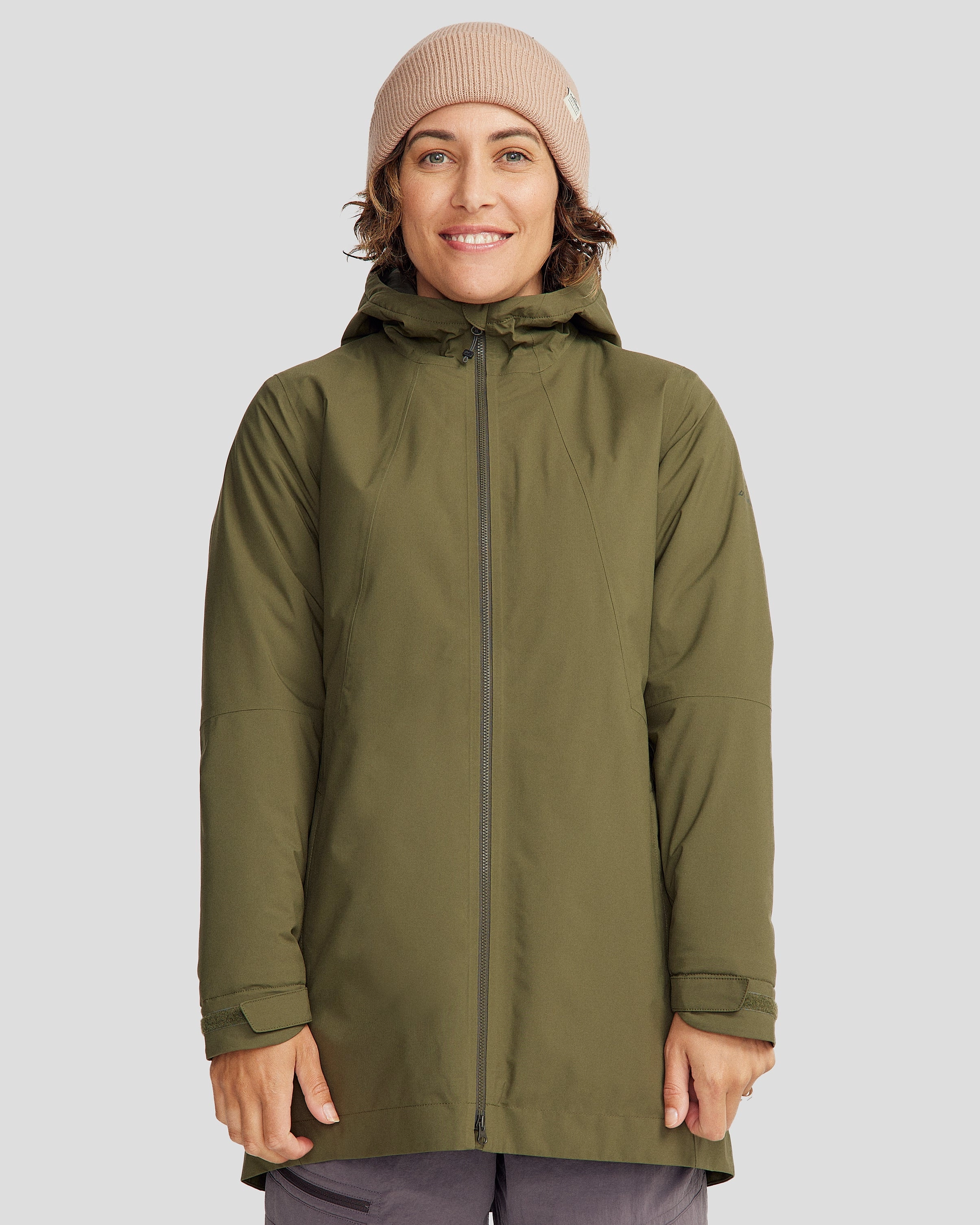 Women's Trailhead 2L novaLOFT Rain Parka - Light Moss HighCollarDesign