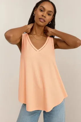 Thermoregulating Fabric Z Supply Vagabond Lace Trim Tank | Grapefruit, Black Water Based Ink Tagless Comfort