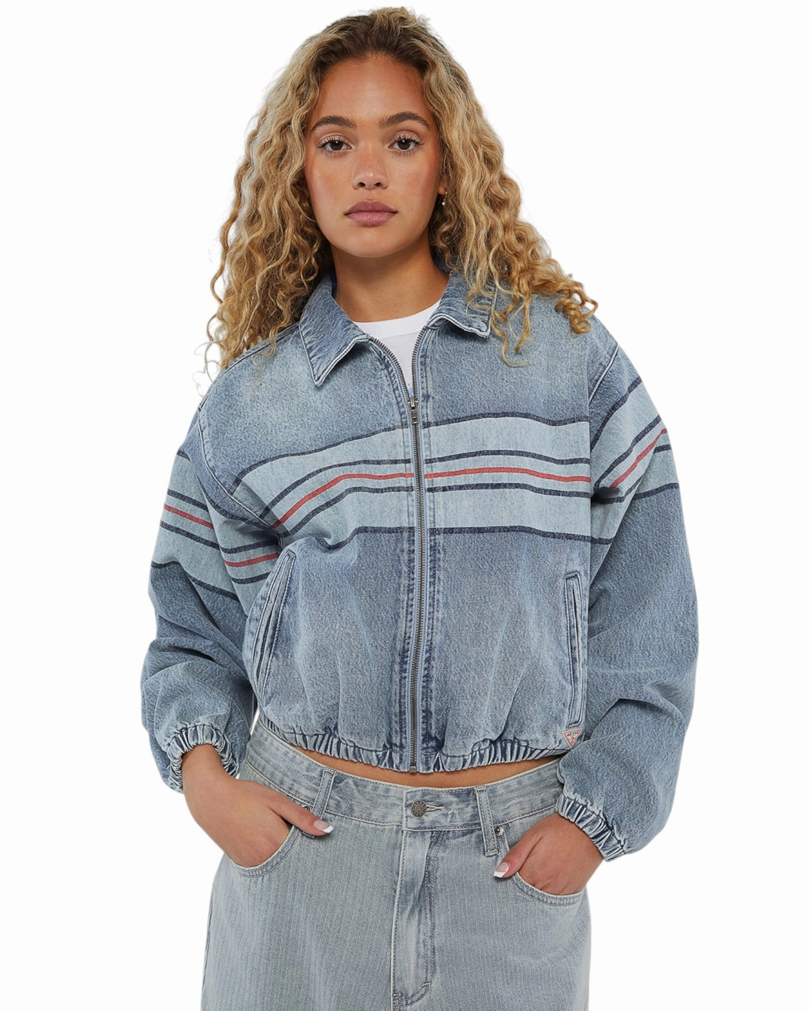Easy Fit Guess Originals Chest Stripe Bomber Jacket