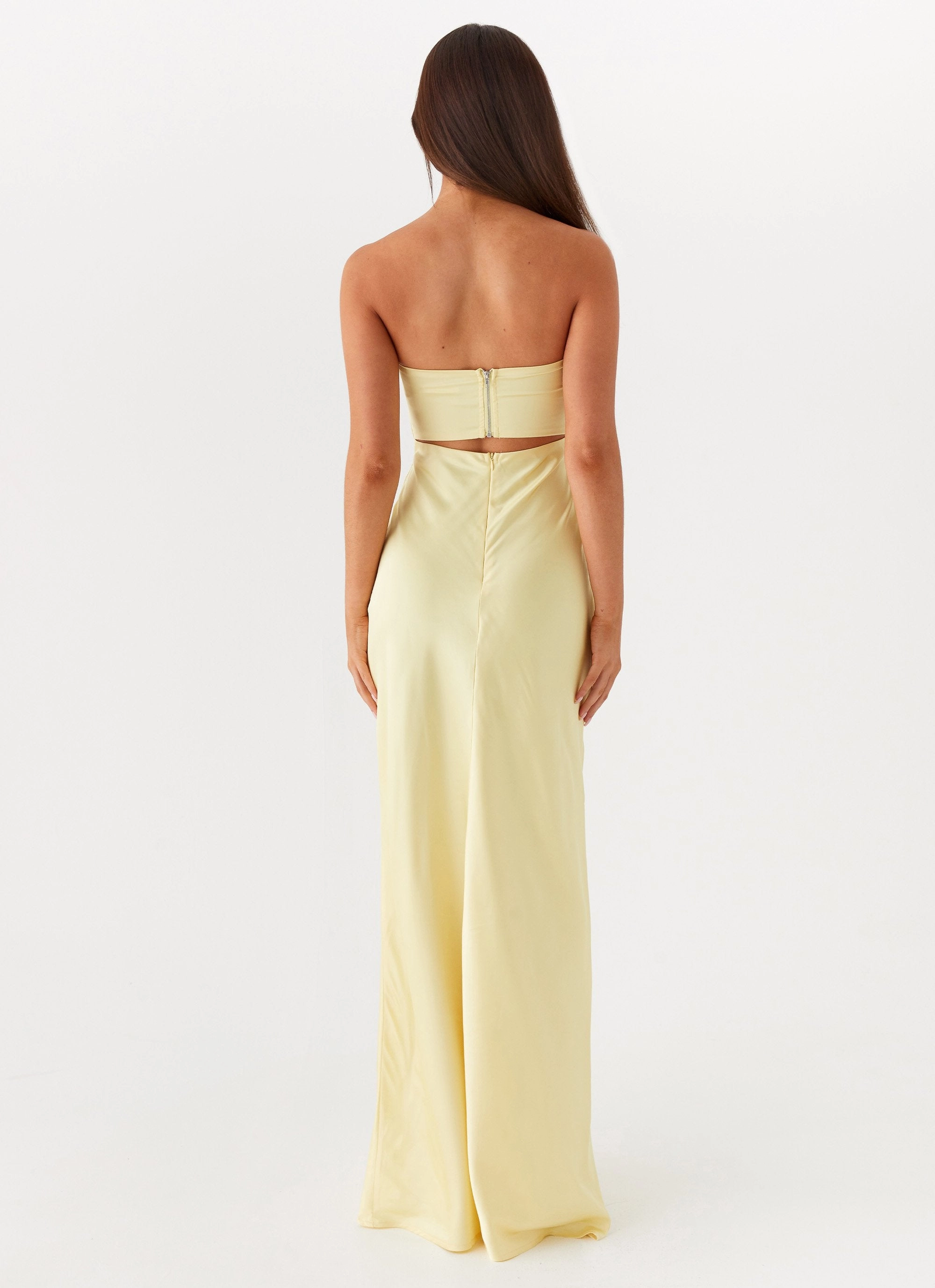 Tianna Strapless Maxi Dress - Yellow Texture Style