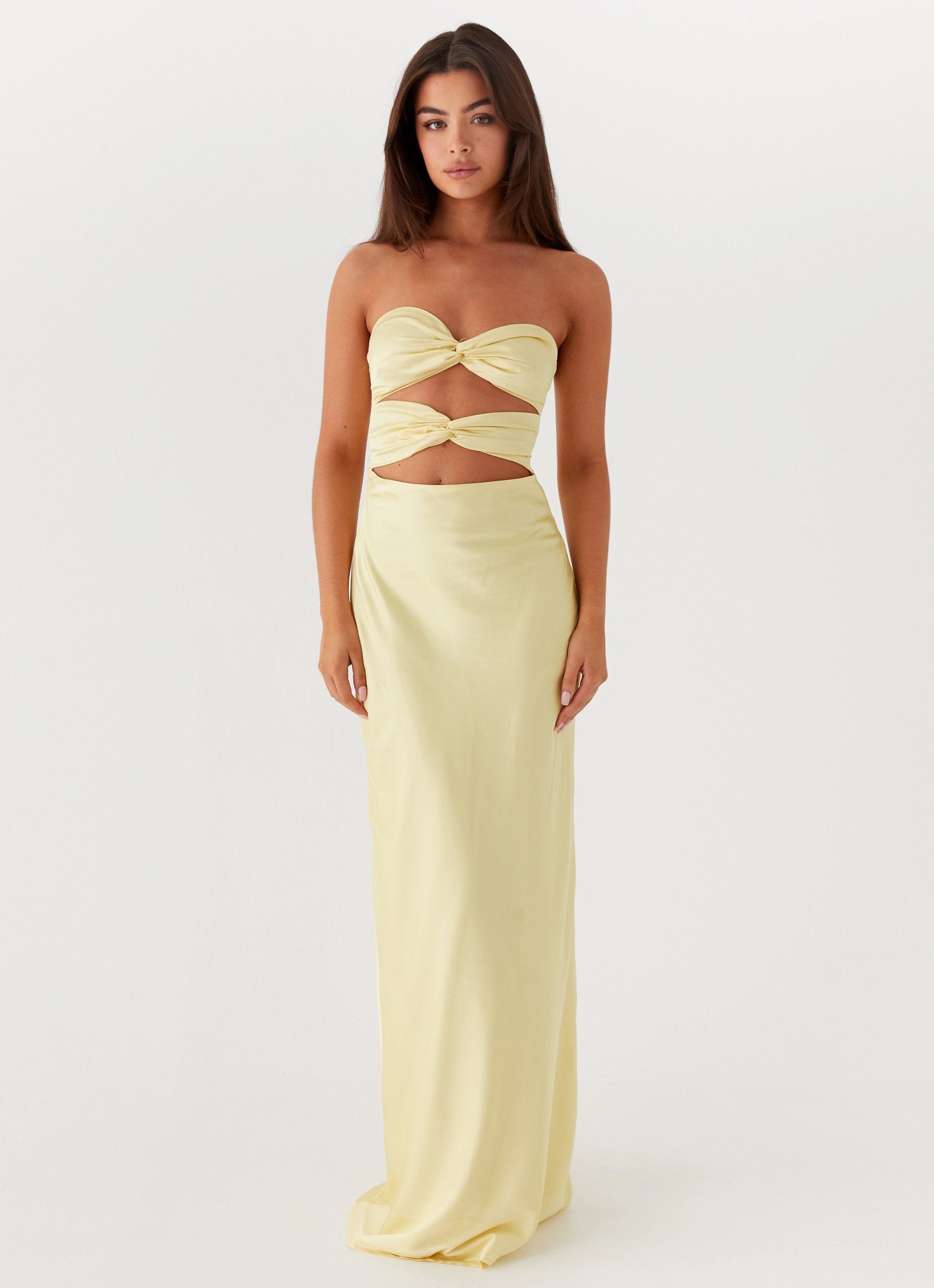 Fashionable Design Versatile Piece Tianna Strapless Maxi Dress - Yellow