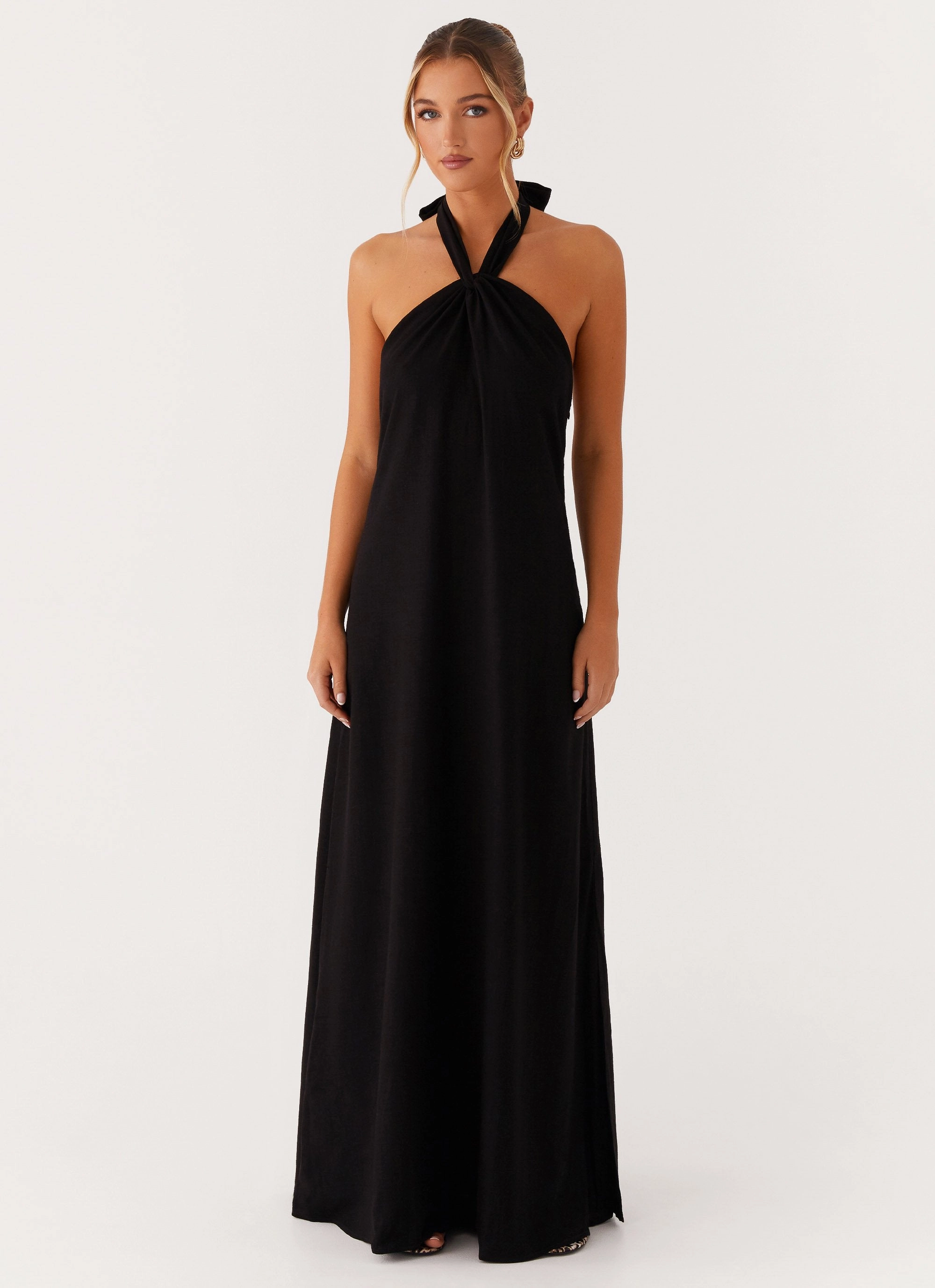 Outfit Boost Golden Child Linen Maxi Dress - Black