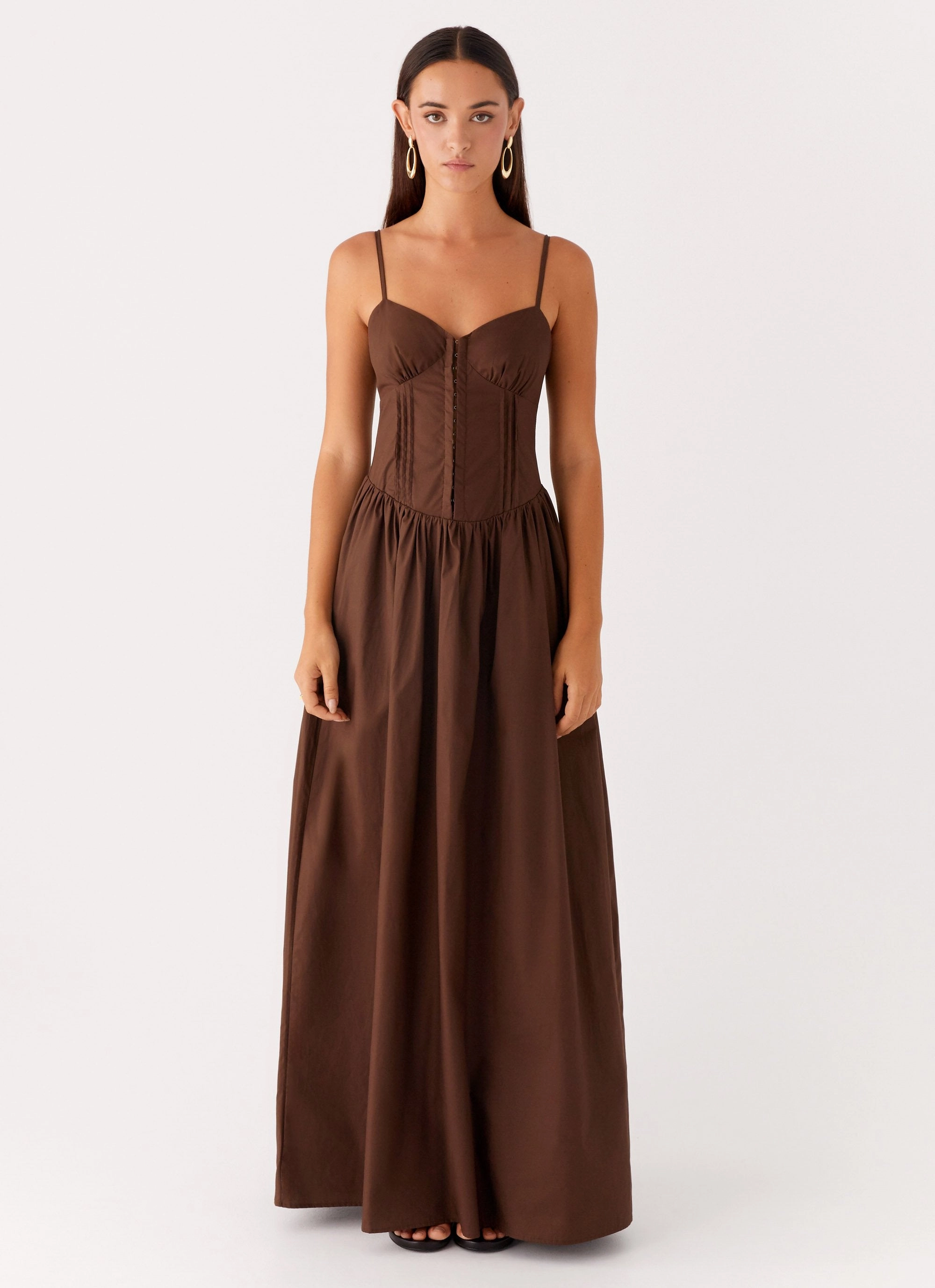 Flattering Shape Design Cerys Maxi Dress - Chocolate
