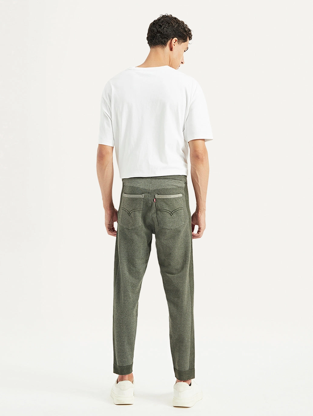 Men's Olive Regular Fit Trousers Tough Stretch