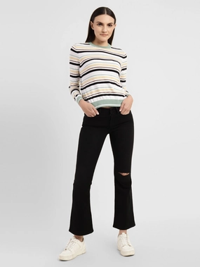 Sharp Silhouette Women's 715 Black Flared Fit Mid Rise Jeans