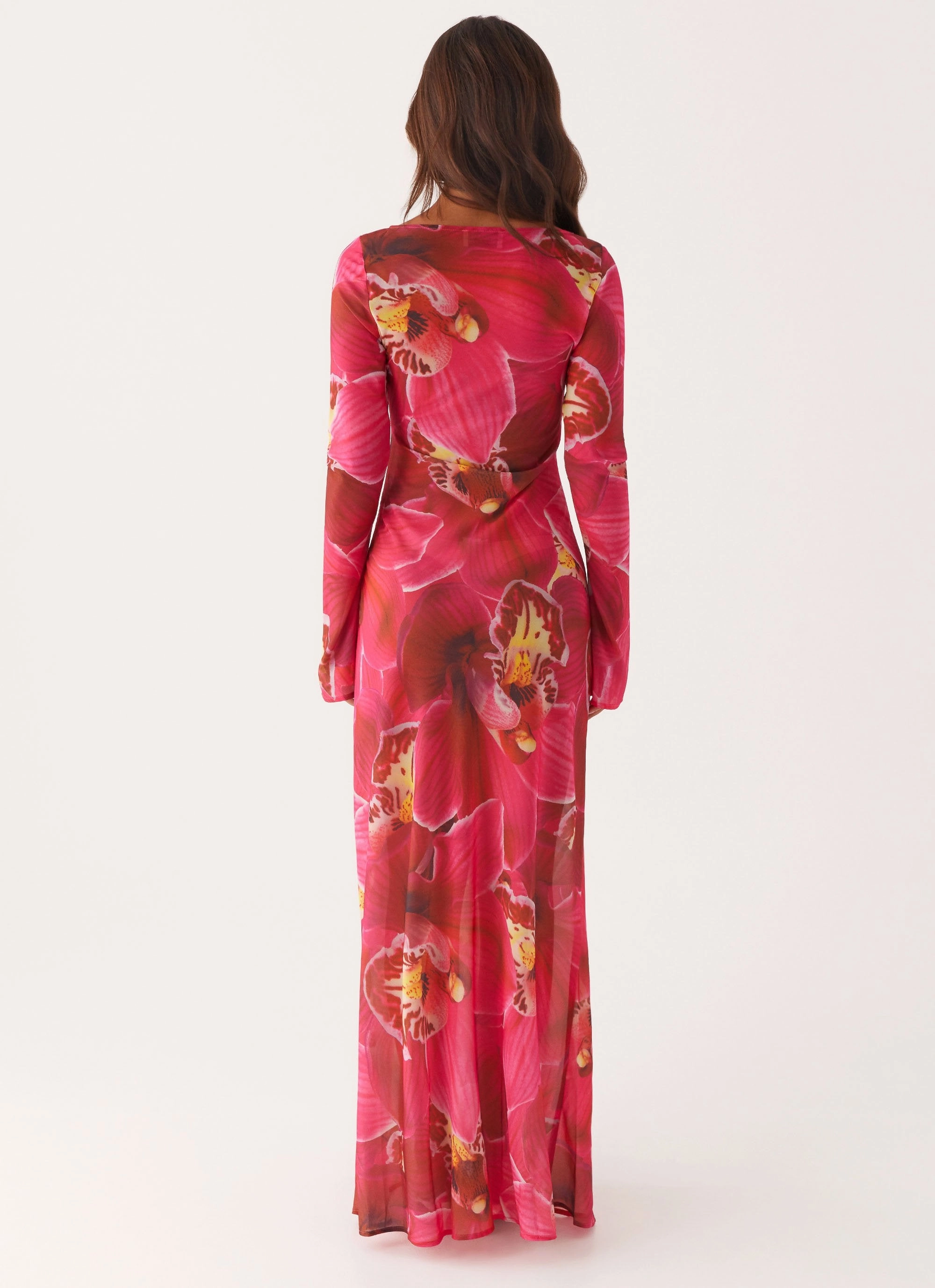 Tulle Flow Glossy-Finish Lorde Maxi Dress - Orchid Pink
