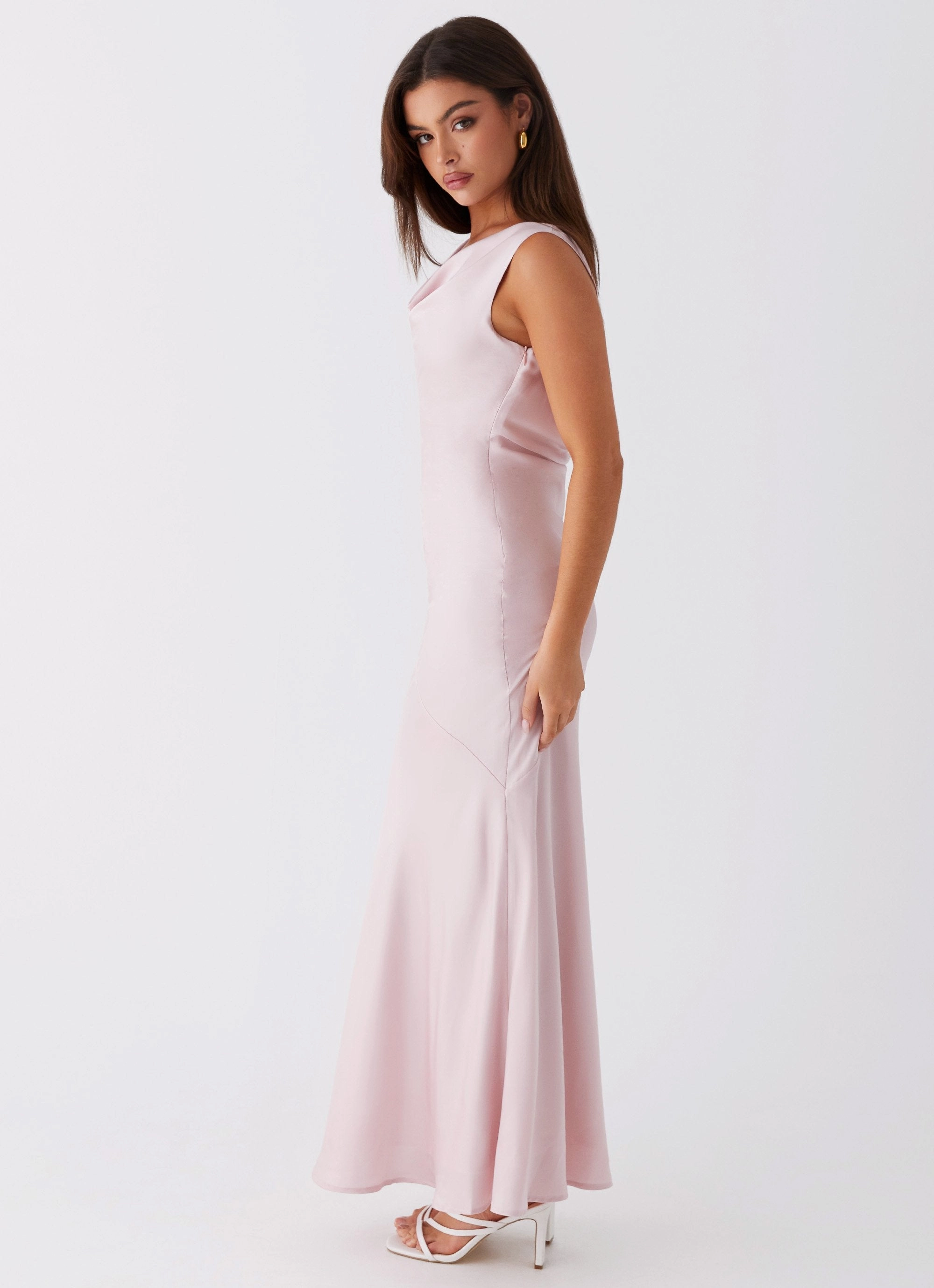AntiPillTreatment Stylish Vibe Be Mine Satin Maxi Dress - Mauve Pink