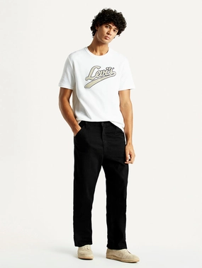 Men's 568 Black Loose Straight Fit Mid Rise Carpenter Jeans Classic Wear Party Look