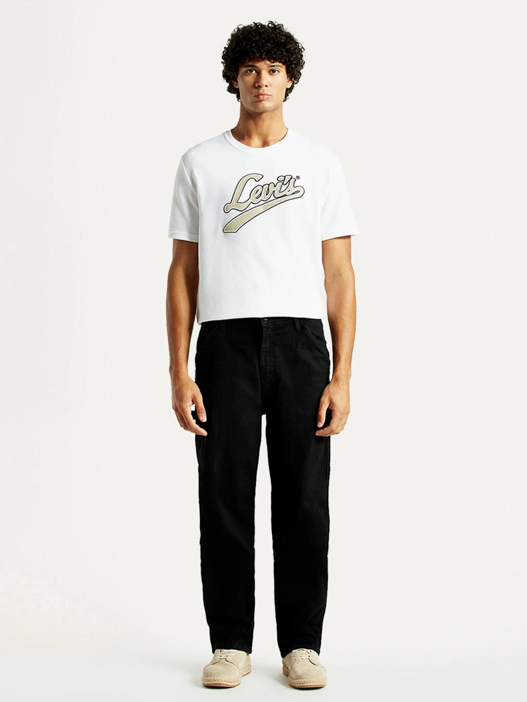 Men's 568 Black Loose Straight Fit Mid Rise Carpenter Jeans Sleek Waist Design