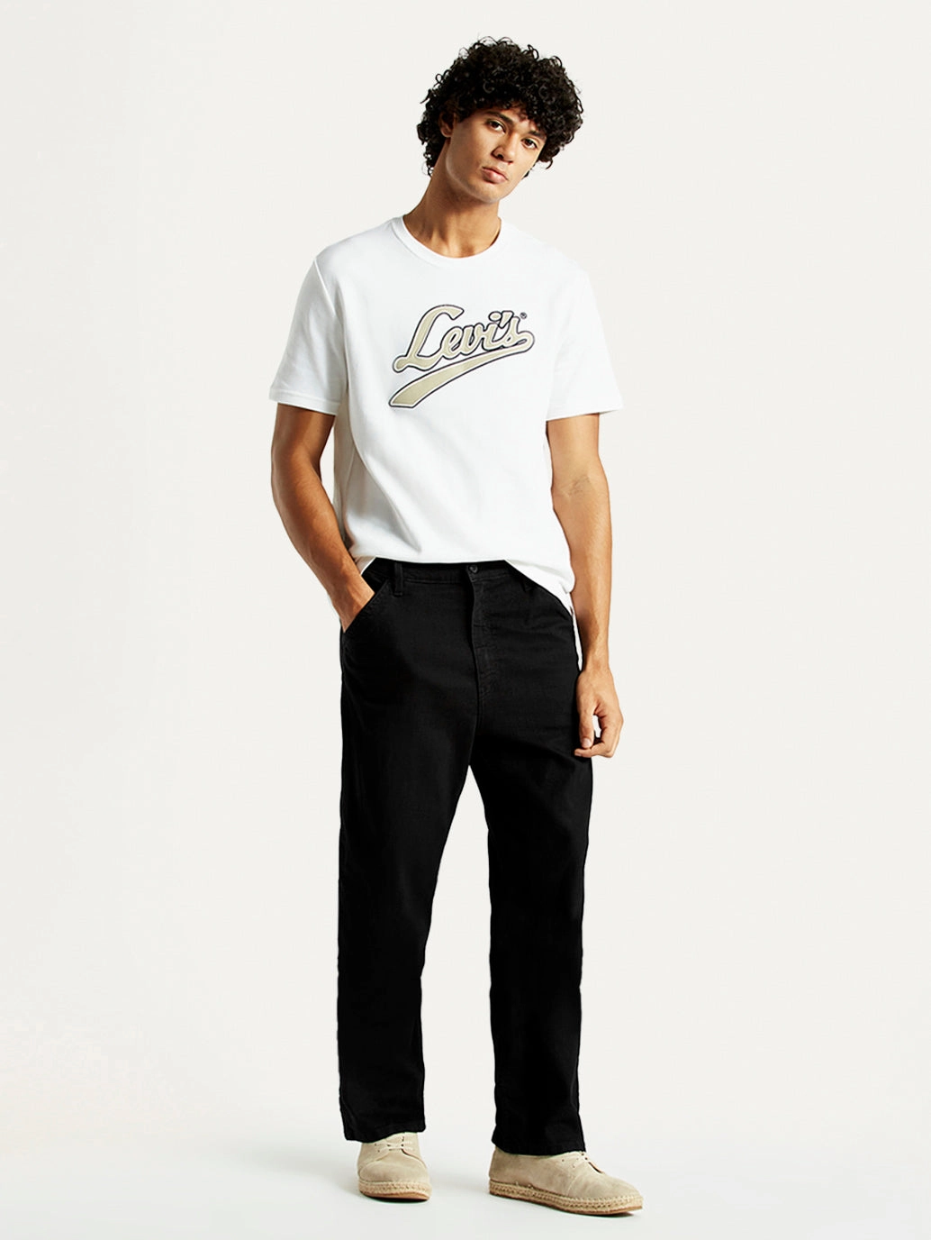 Men's 568 Black Loose Straight Fit Mid Rise Carpenter Jeans Classic Wear Party Look