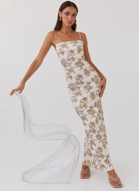 Lara Satin Maxi Dress - Hazel Bloom OdorControlTreatment Casual Edge