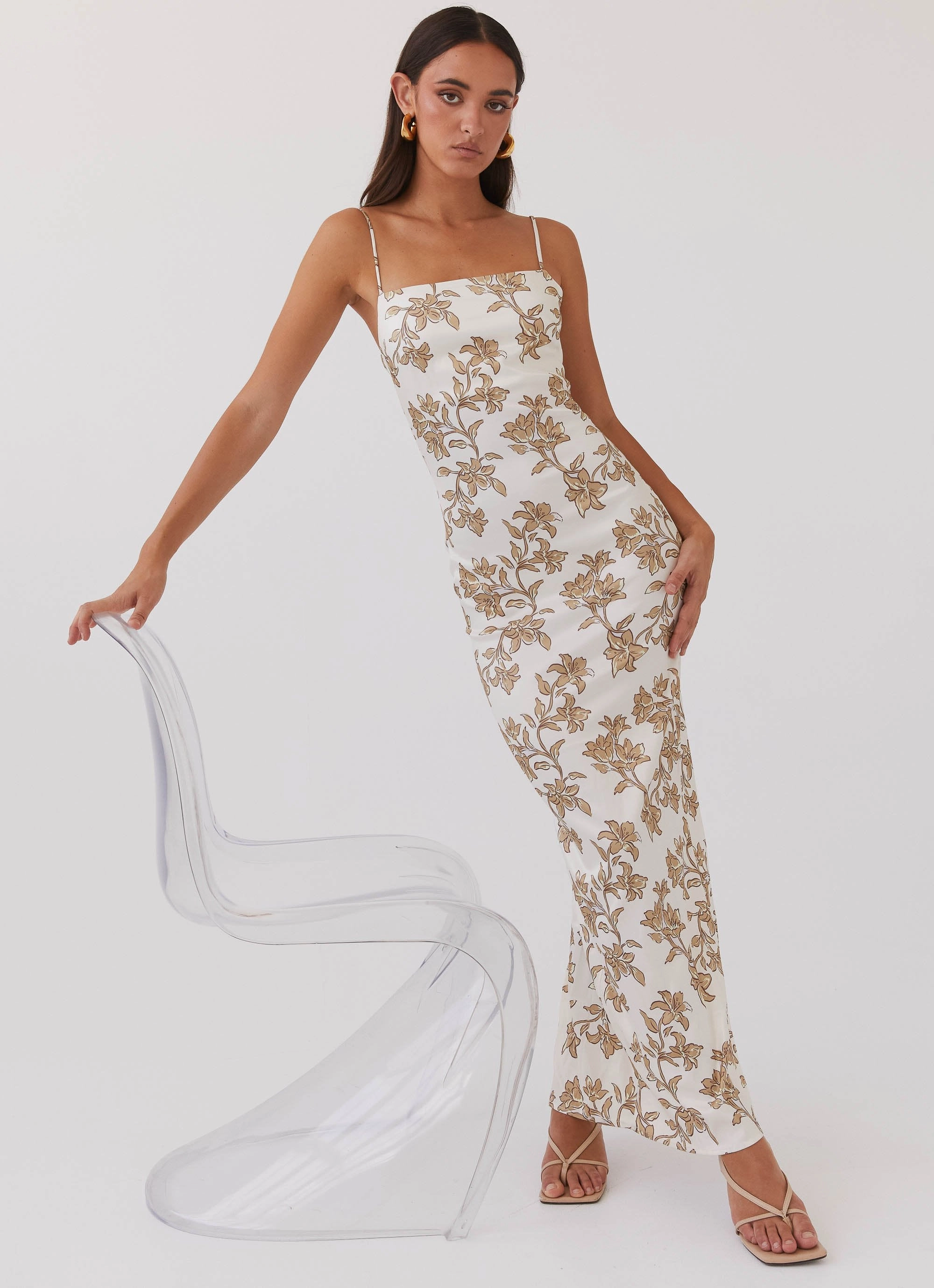 Lara Satin Maxi Dress - Hazel Bloom OdorControlTreatment Casual Edge