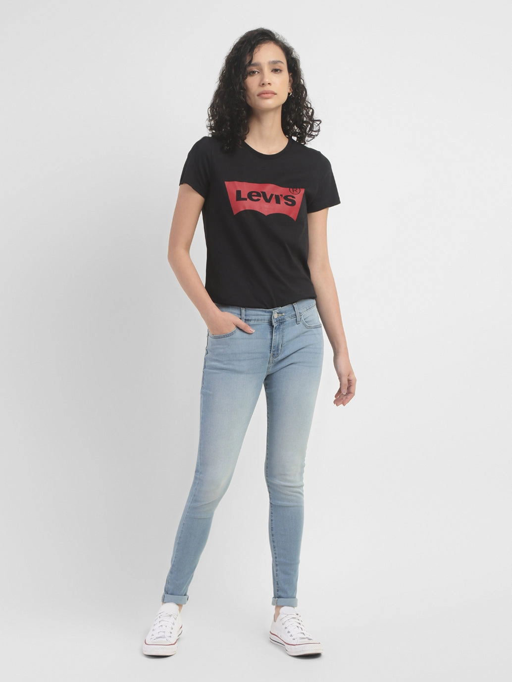 Women's 710 Blue Skinny Fit Mid Rise Jeans Flexible Waistband Construction Clean Fit