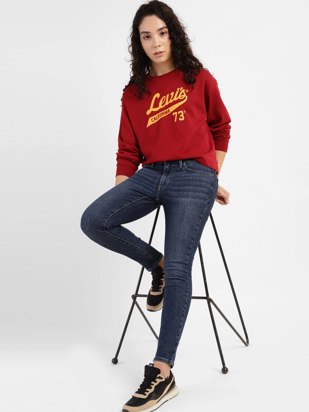 Friction Free Inner Lining Rainy Day Brunch Outfit Women's 711 Blue Skinny Fit Mid Rise Jeans